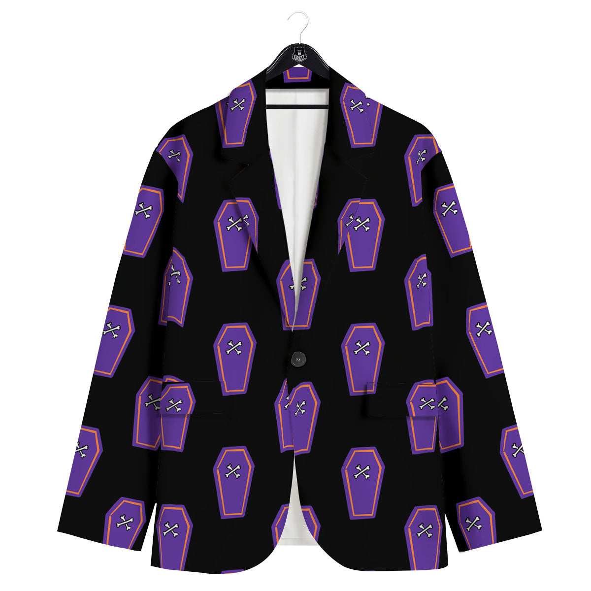 Halloween Coffin Purple Print Pattern Men's Sport Coat-grizzshop