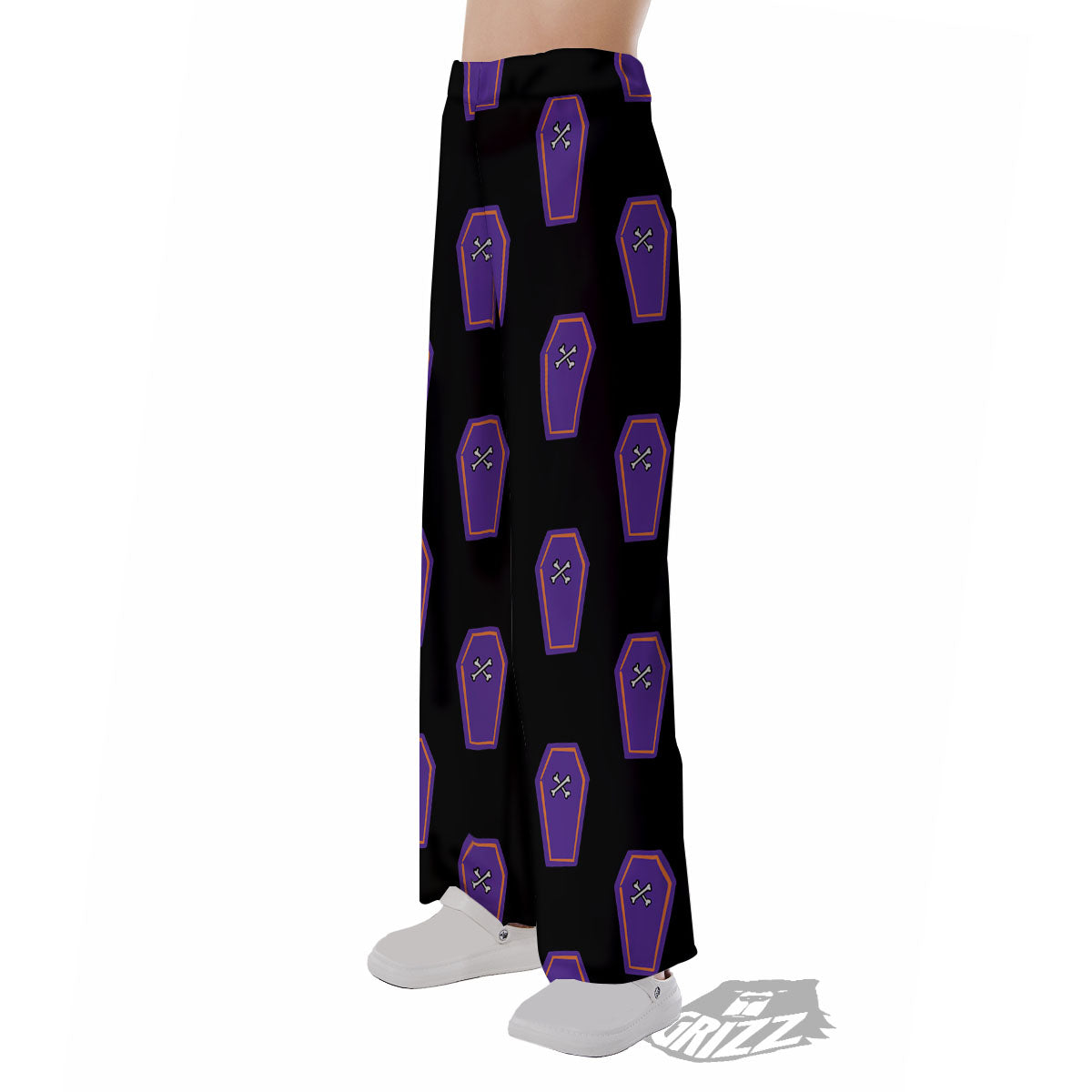 Halloween Coffin Purple Print Pattern Pajama Pants-grizzshop