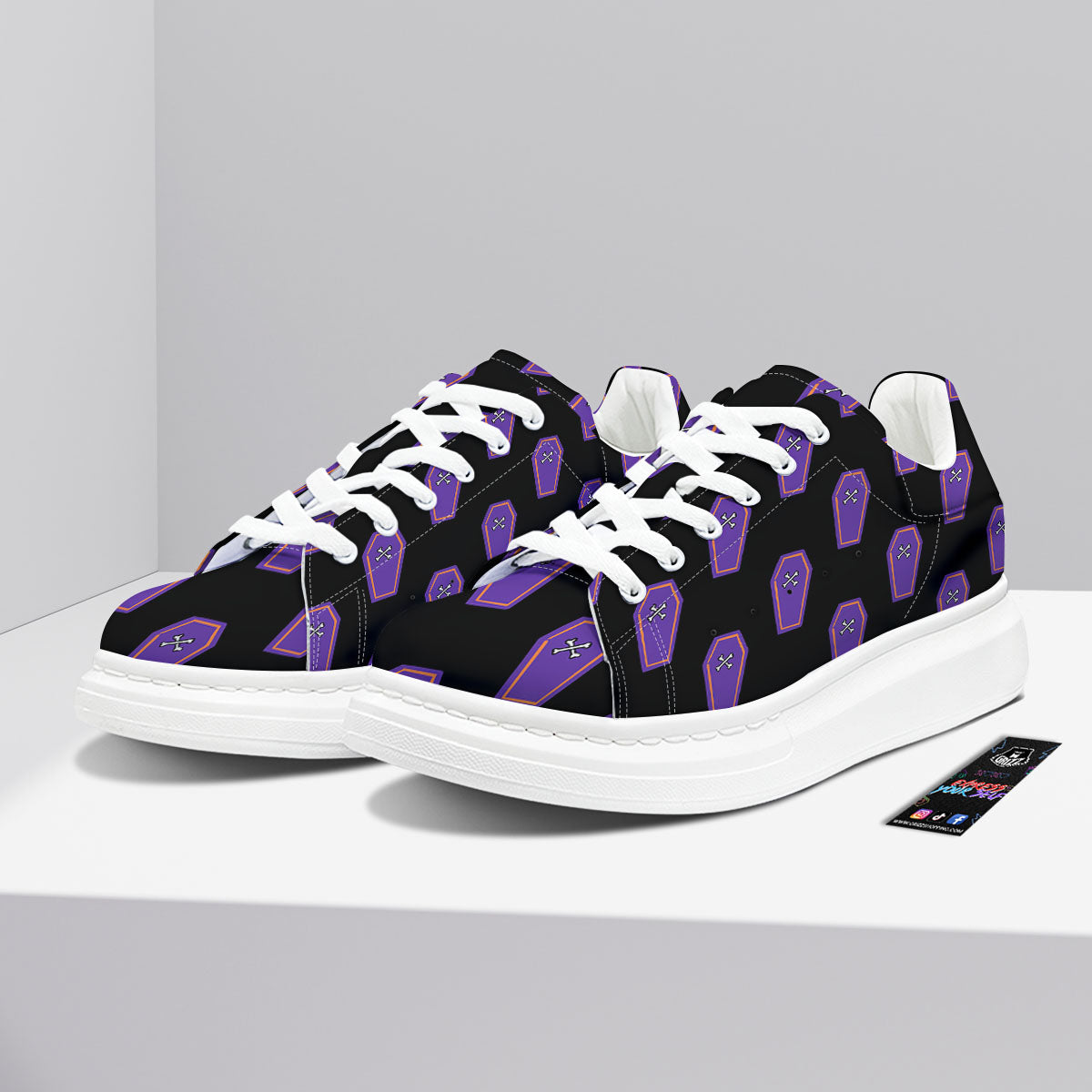 Halloween Coffin Purple Print Pattern Platform Shoes-grizzshop