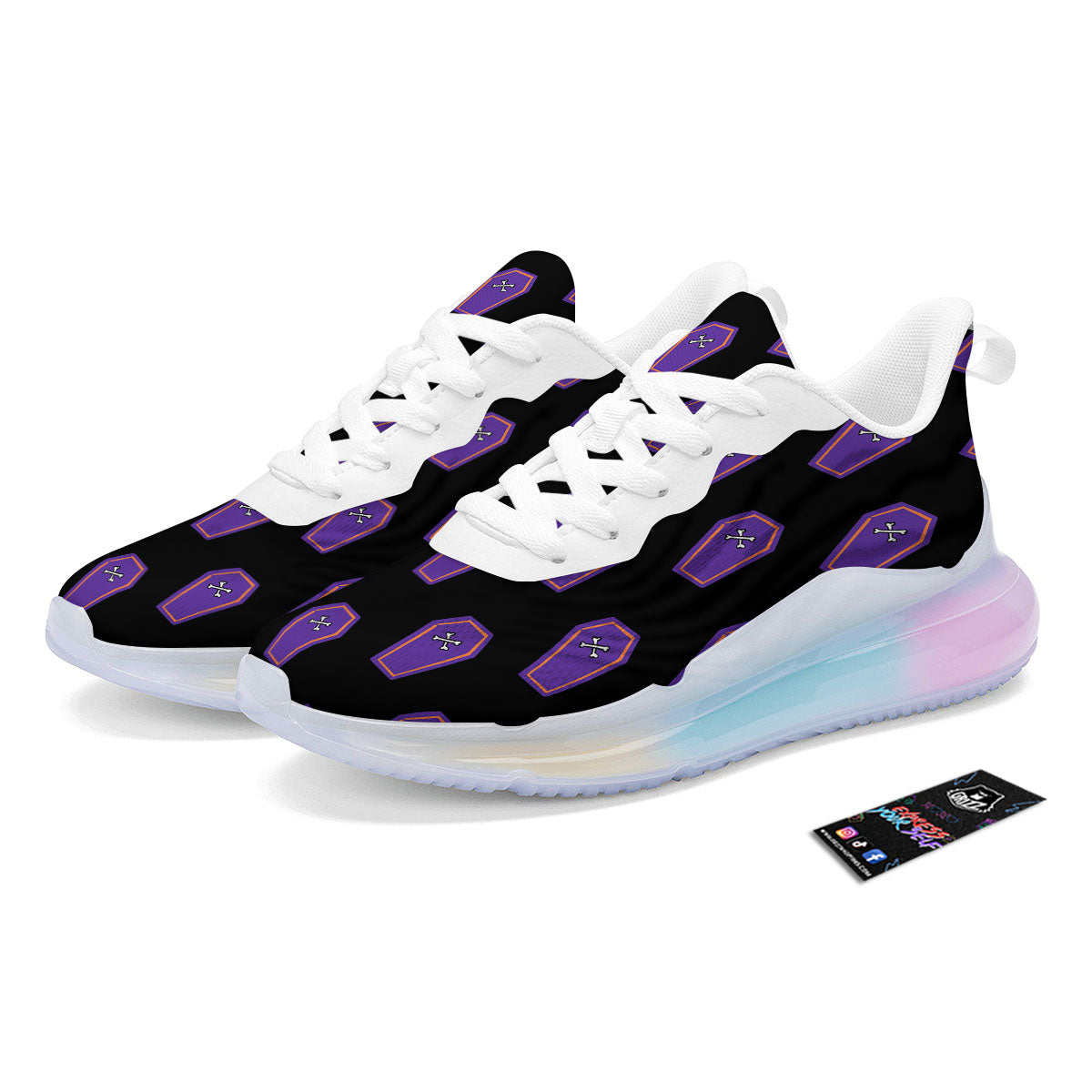 Halloween Coffin Purple Print Pattern Running Sneakers-grizzshop