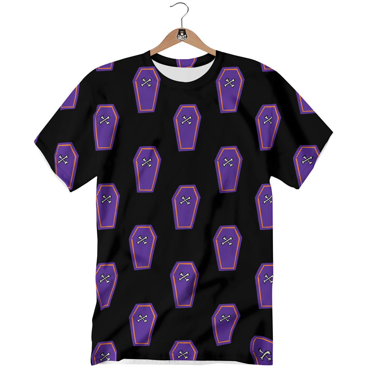 Halloween Coffin Purple Print Pattern T-Shirt-grizzshop