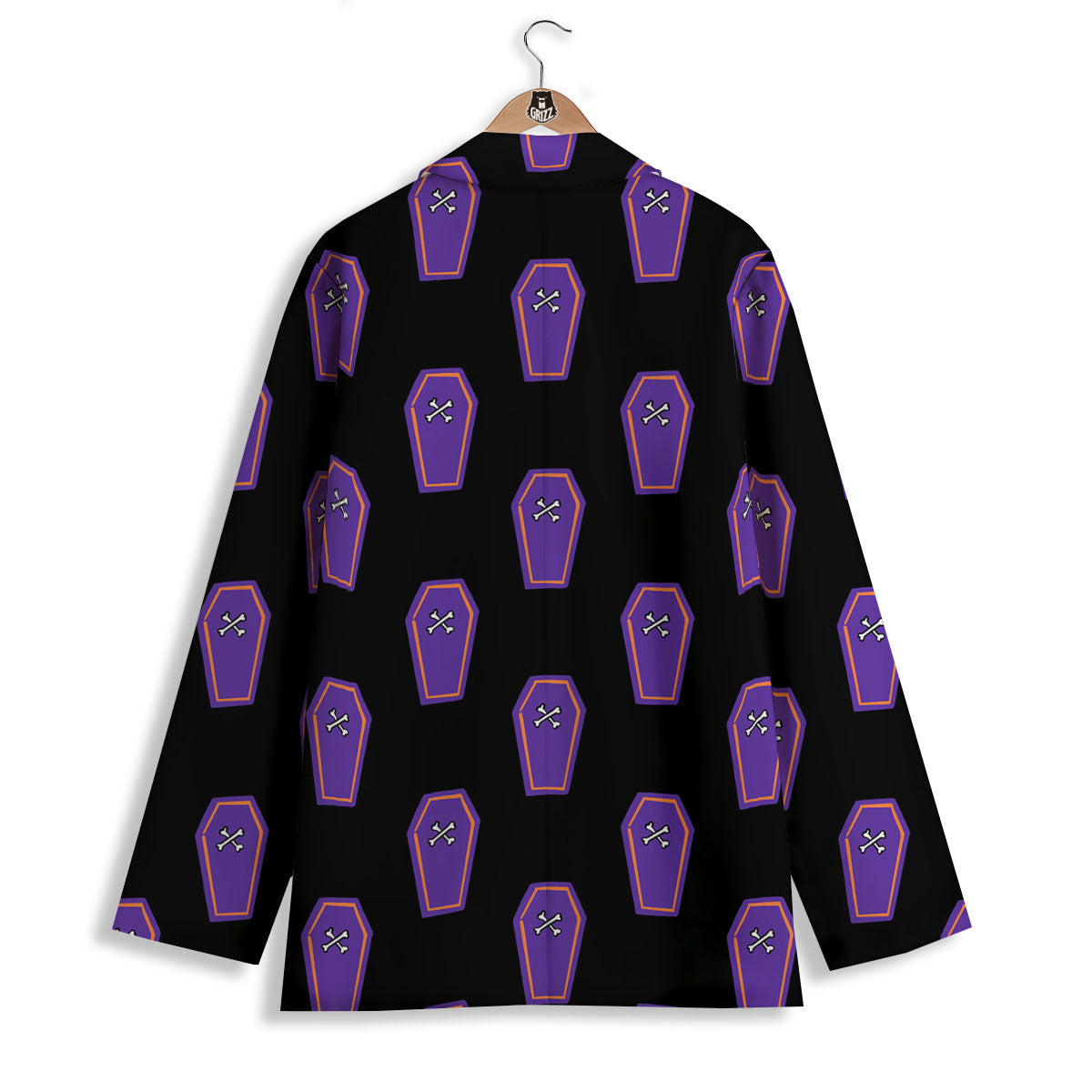 Halloween Coffin Purple Print Pattern Women's Blazer-grizzshop