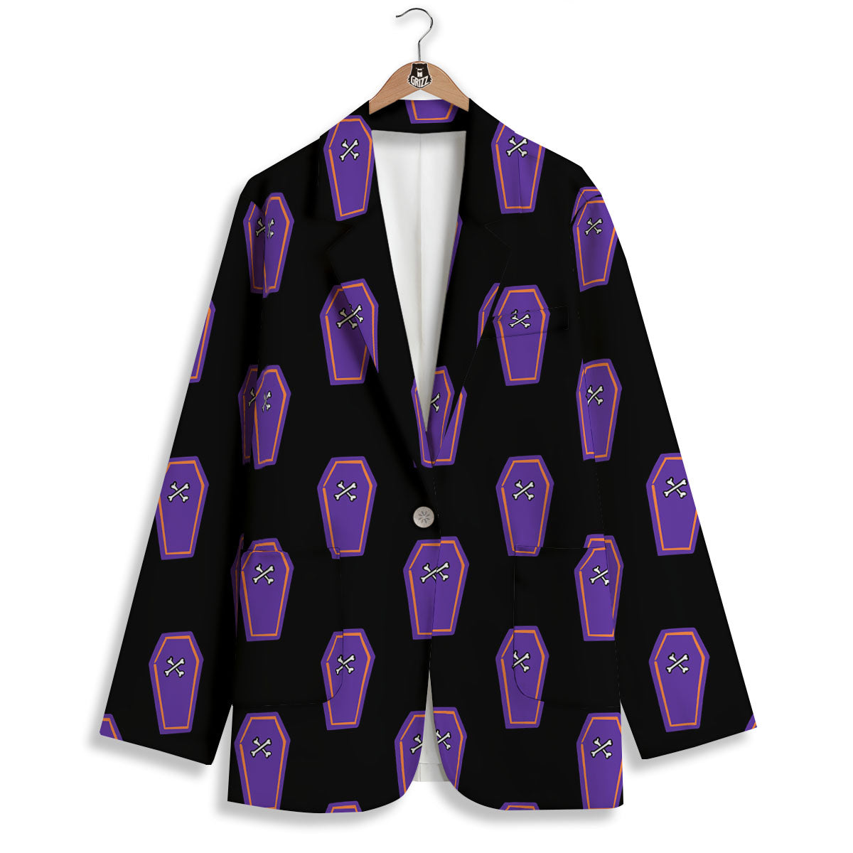Halloween Coffin Purple Print Pattern Women's Blazer-grizzshop