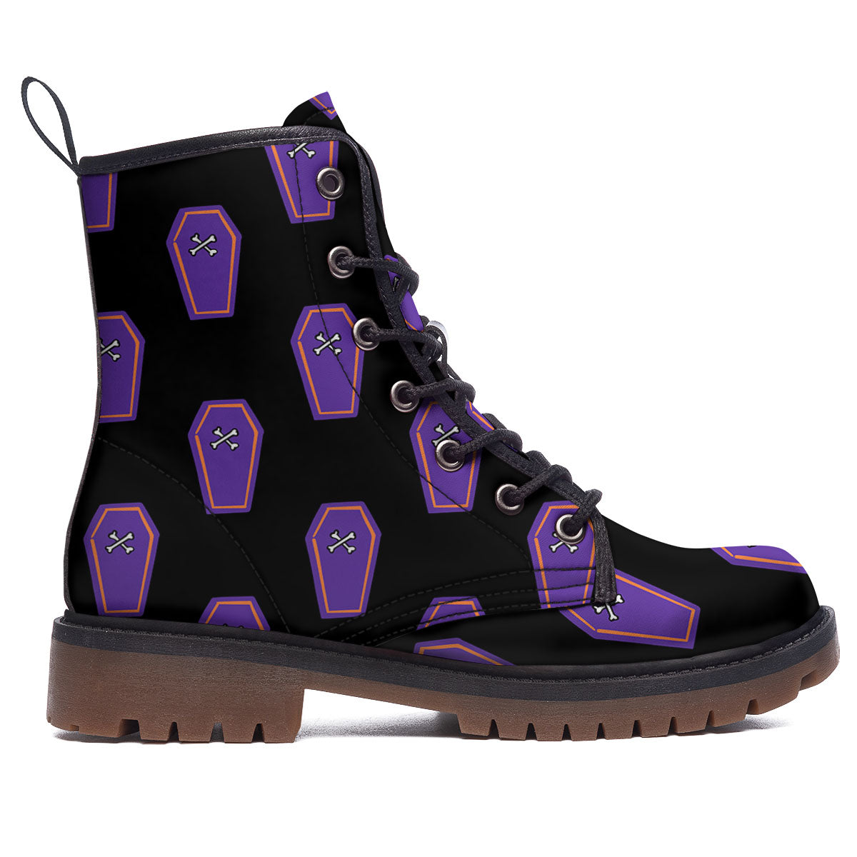 Halloween Coffin Purple Print Pattern Work Boots-grizzshop