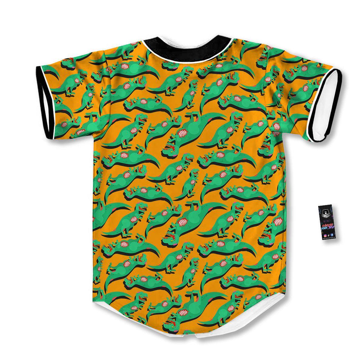 Halloween Cute Dino Print Pattern Baseball Jersey-grizzshop