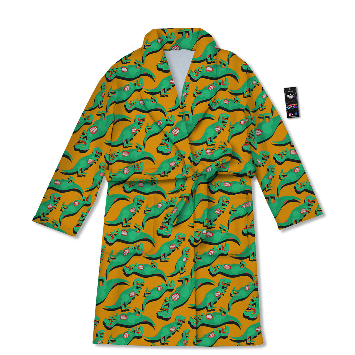 Halloween Cute Dino Print Pattern Bathrobe-grizzshop