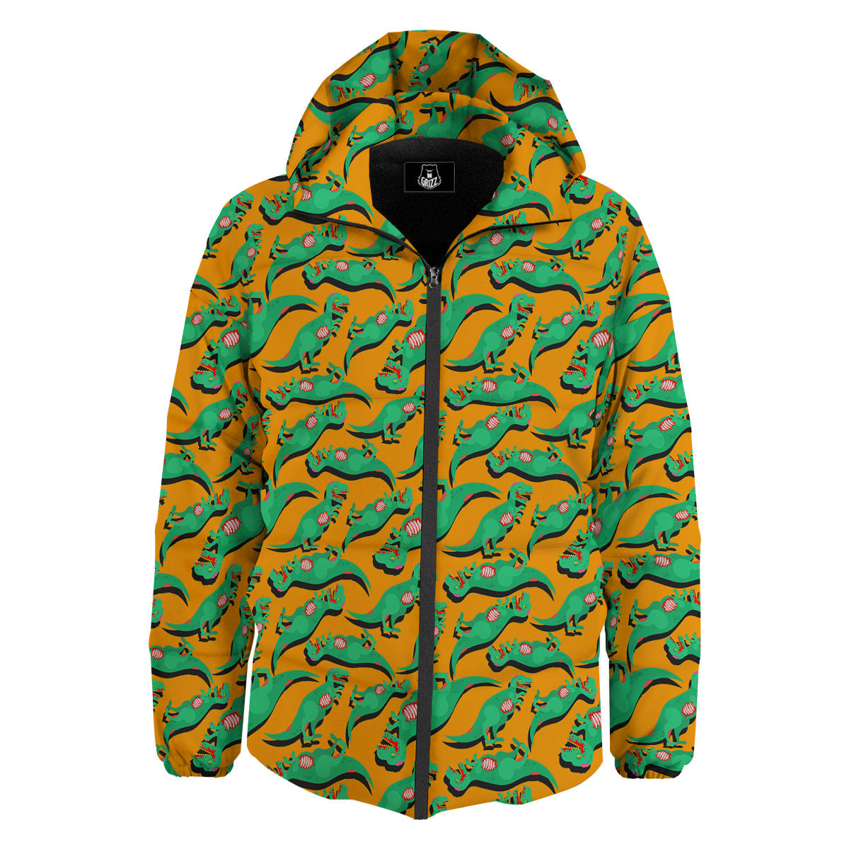 Halloween Cute Dino Print Pattern Down Jacket-grizzshop