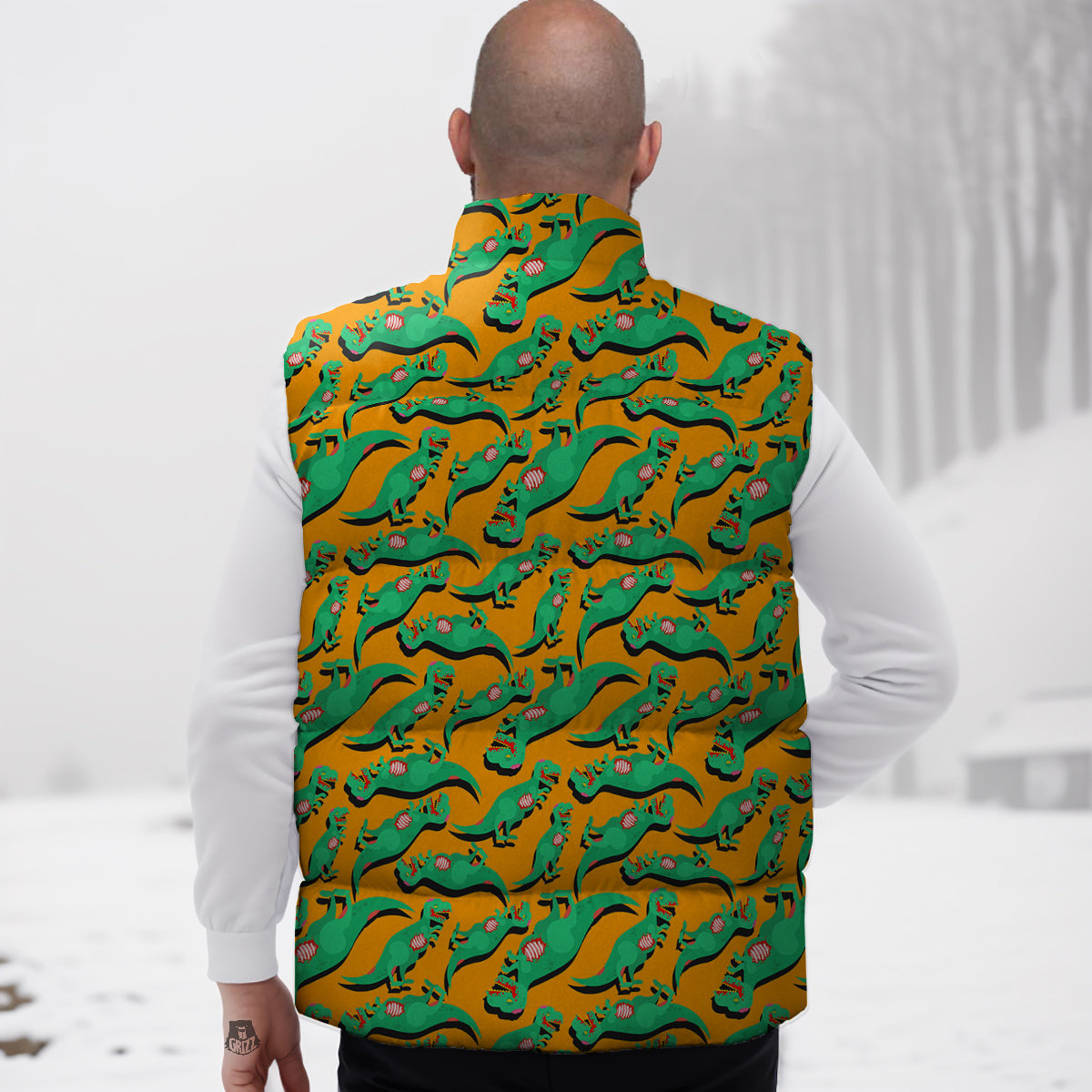 Halloween Cute Dino Print Pattern Down Vest