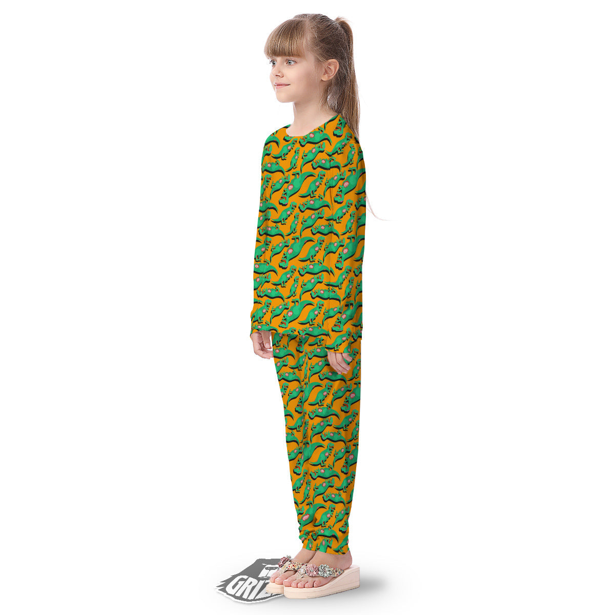 Halloween Cute Dino Print Pattern Kid's Pajamas-grizzshop