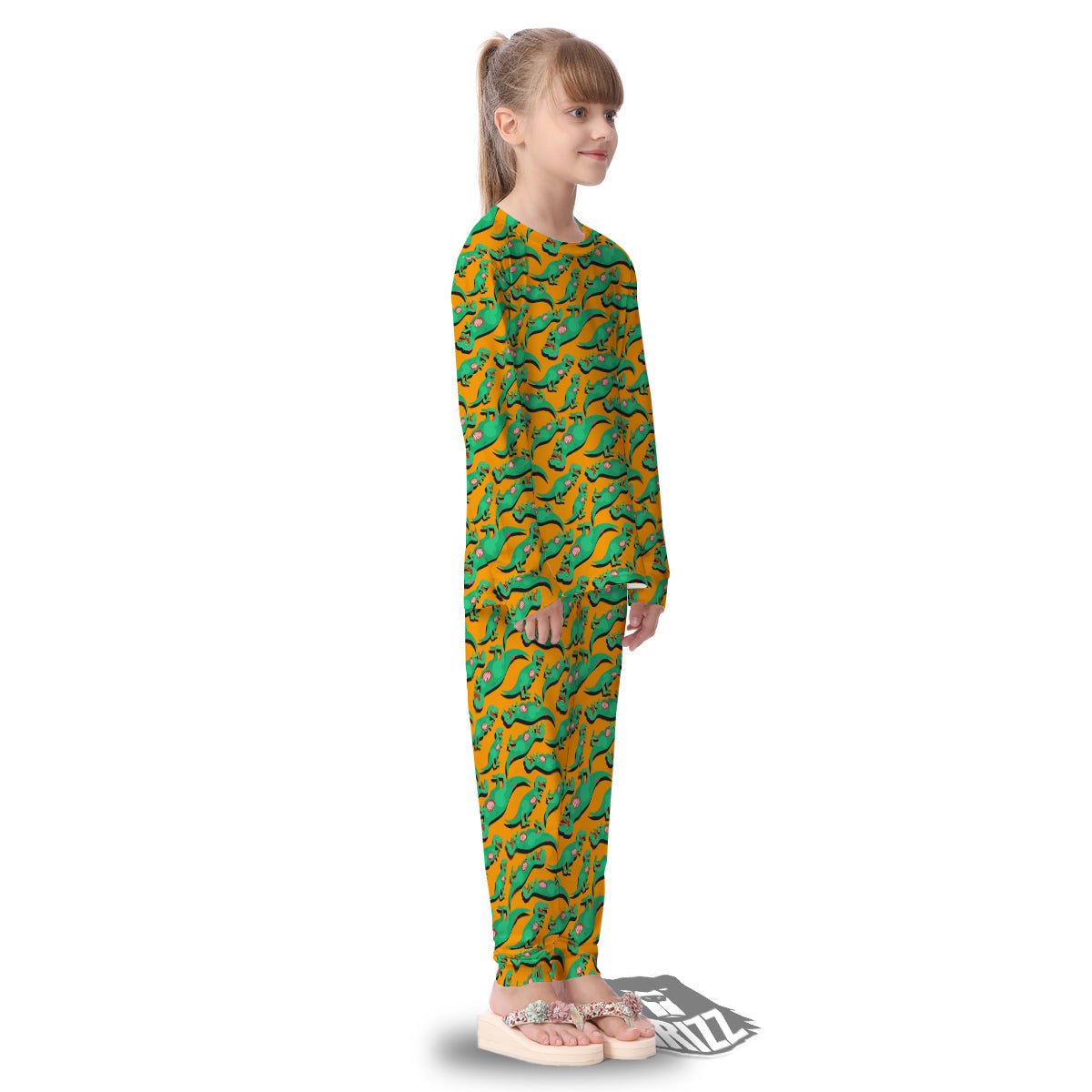 Halloween Cute Dino Print Pattern Kid's Pajamas-grizzshop