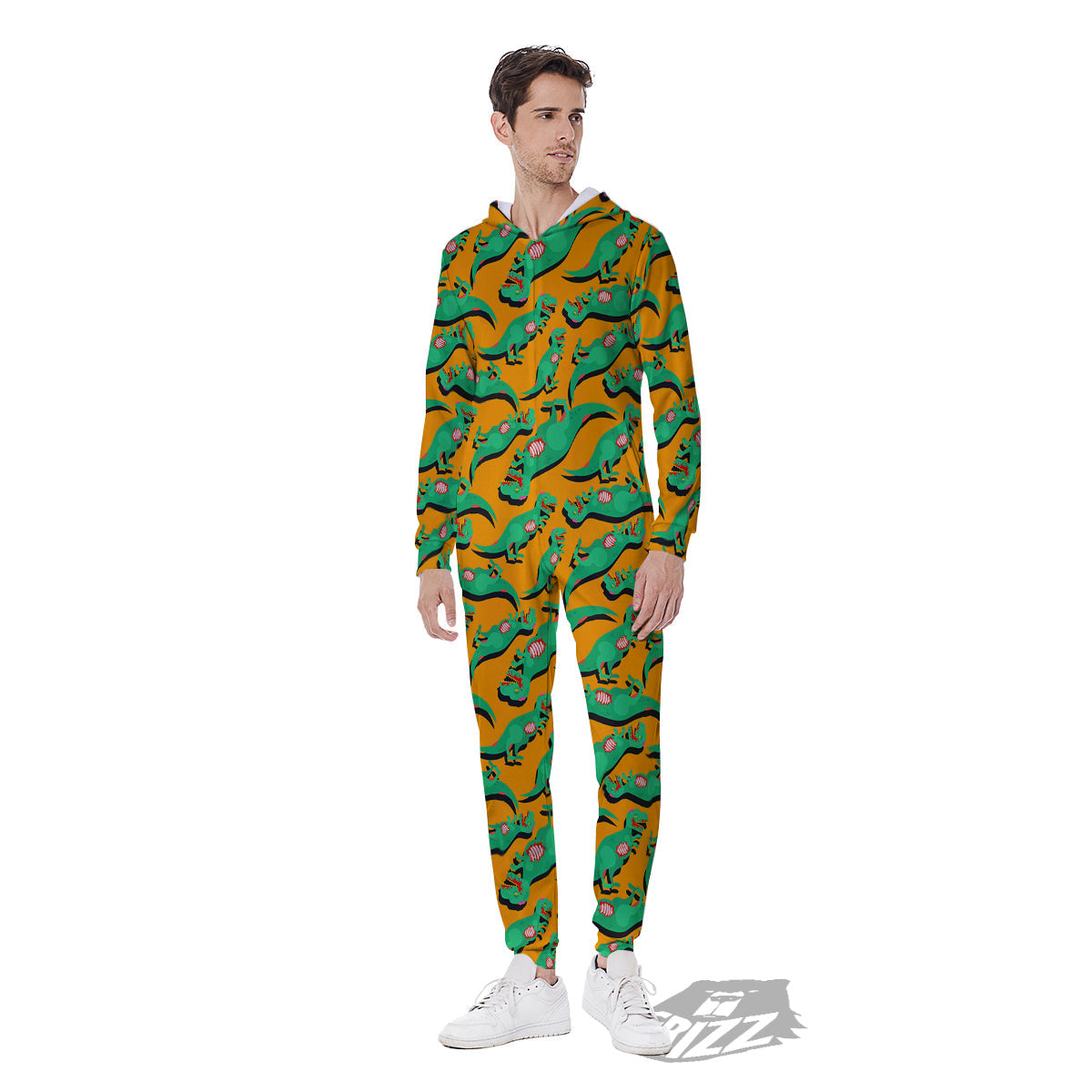 Halloween Cute Dino Print Pattern Men's Jumpsuit-grizzshop