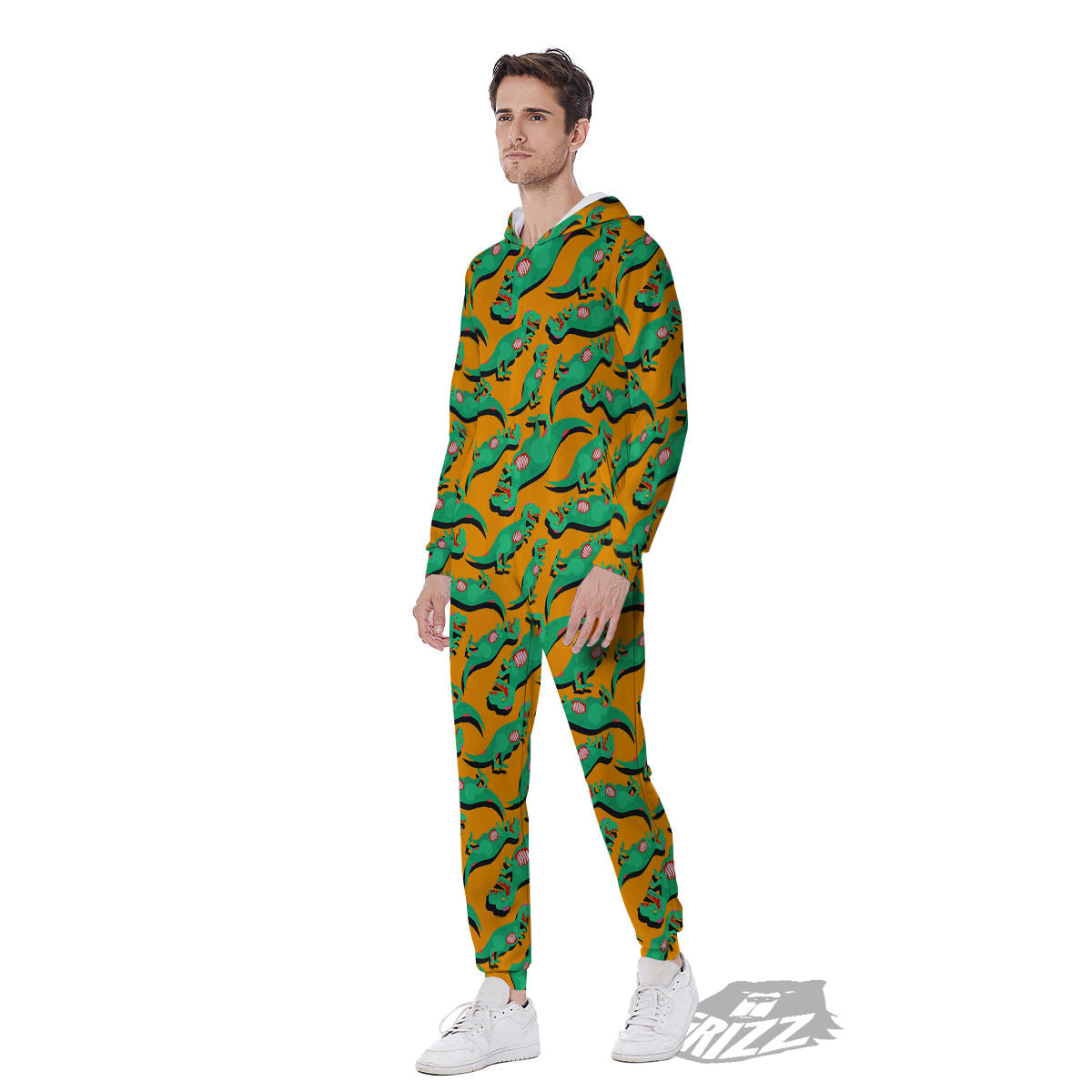 Halloween Cute Dino Print Pattern Men's Jumpsuit-grizzshop