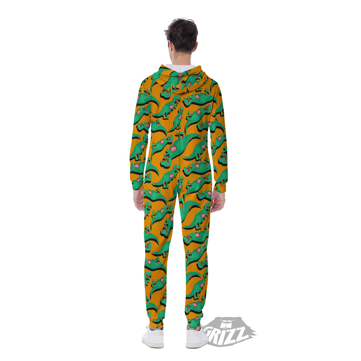Halloween Cute Dino Print Pattern Men's Jumpsuit-grizzshop