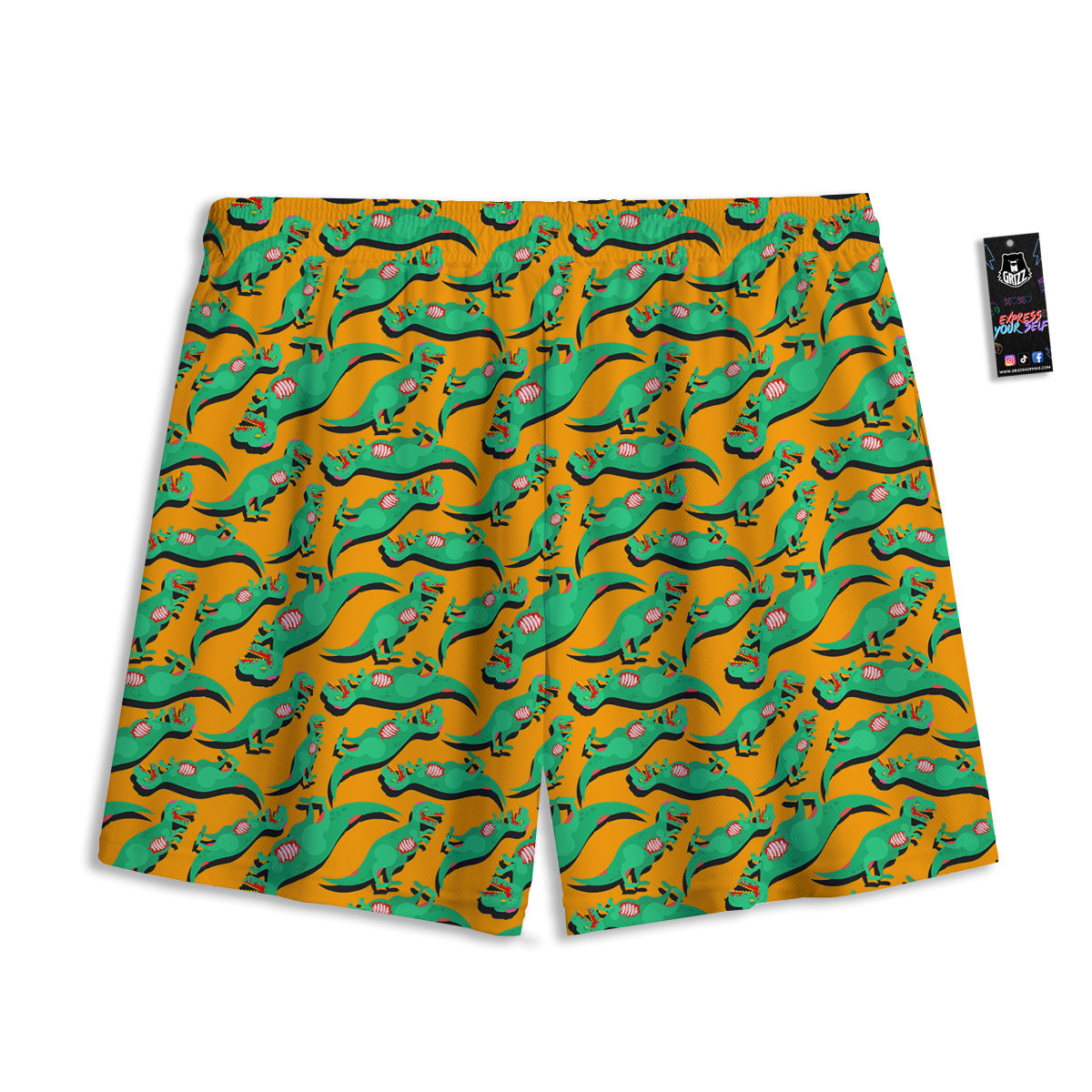 Halloween Cute Dino Print Pattern Mesh Shorts