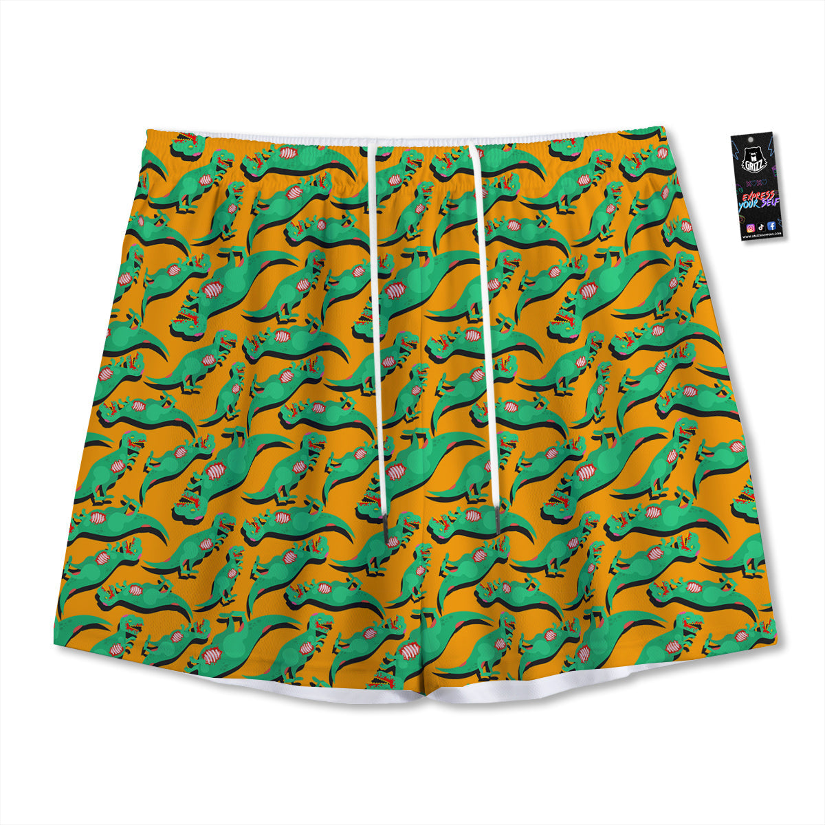 Halloween Cute Dino Print Pattern Mesh Shorts