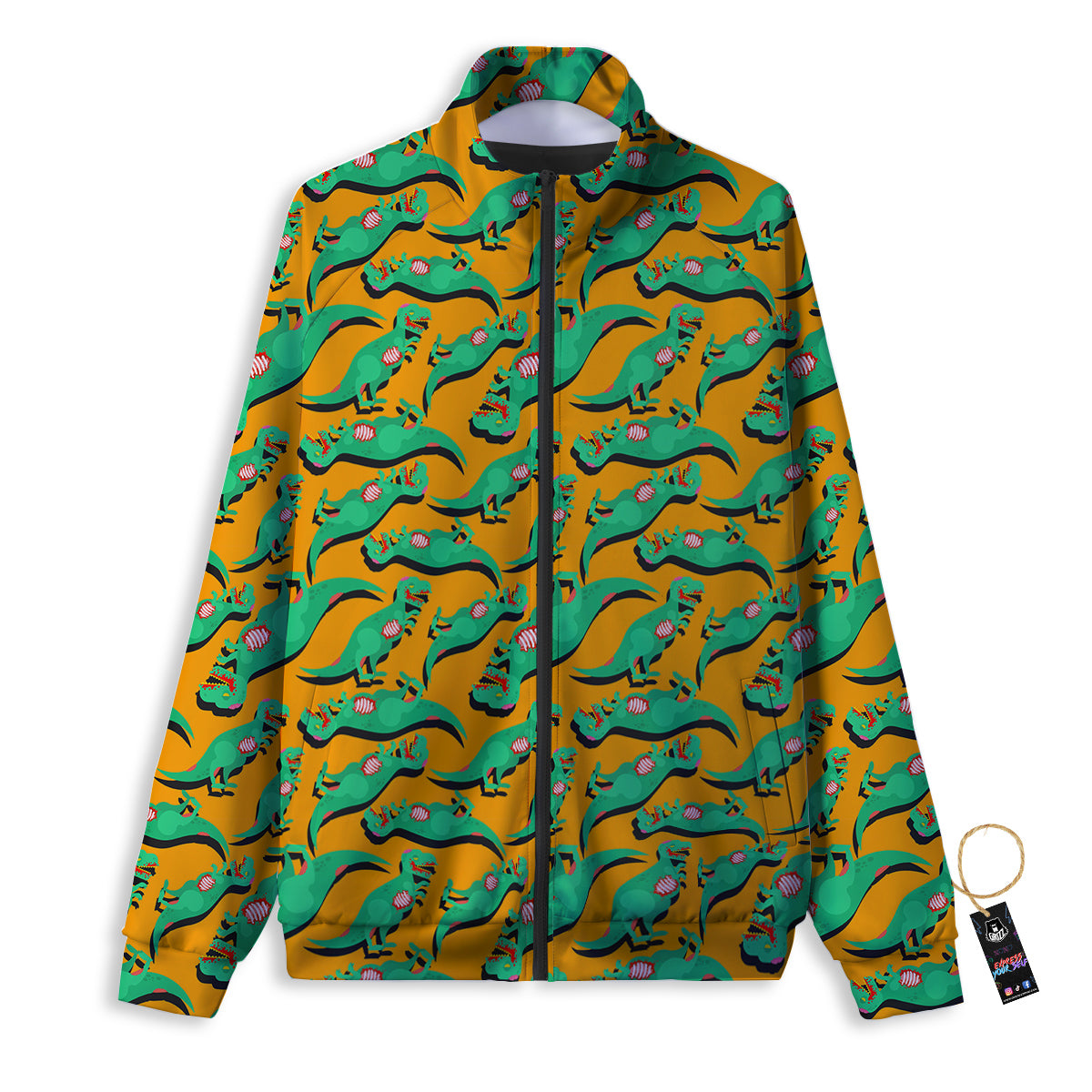 Halloween Cute Dino Print Pattern Track Jacket-grizzshop
