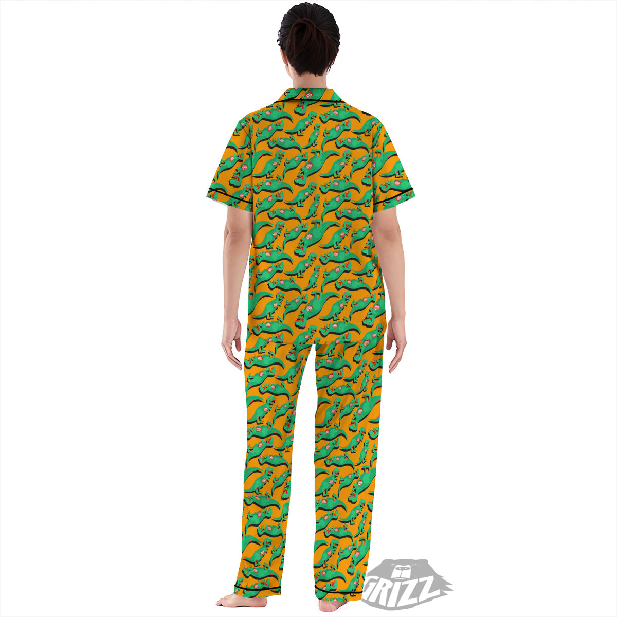 Halloween Cute Dino Print Pattern Women's Pajamas Set-grizzshop