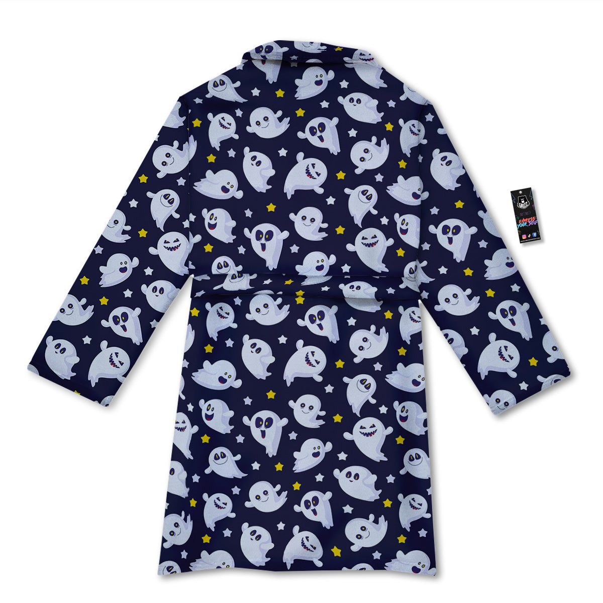 Halloween Cute Ghost Emoji Print Pattern Bathrobe-grizzshop