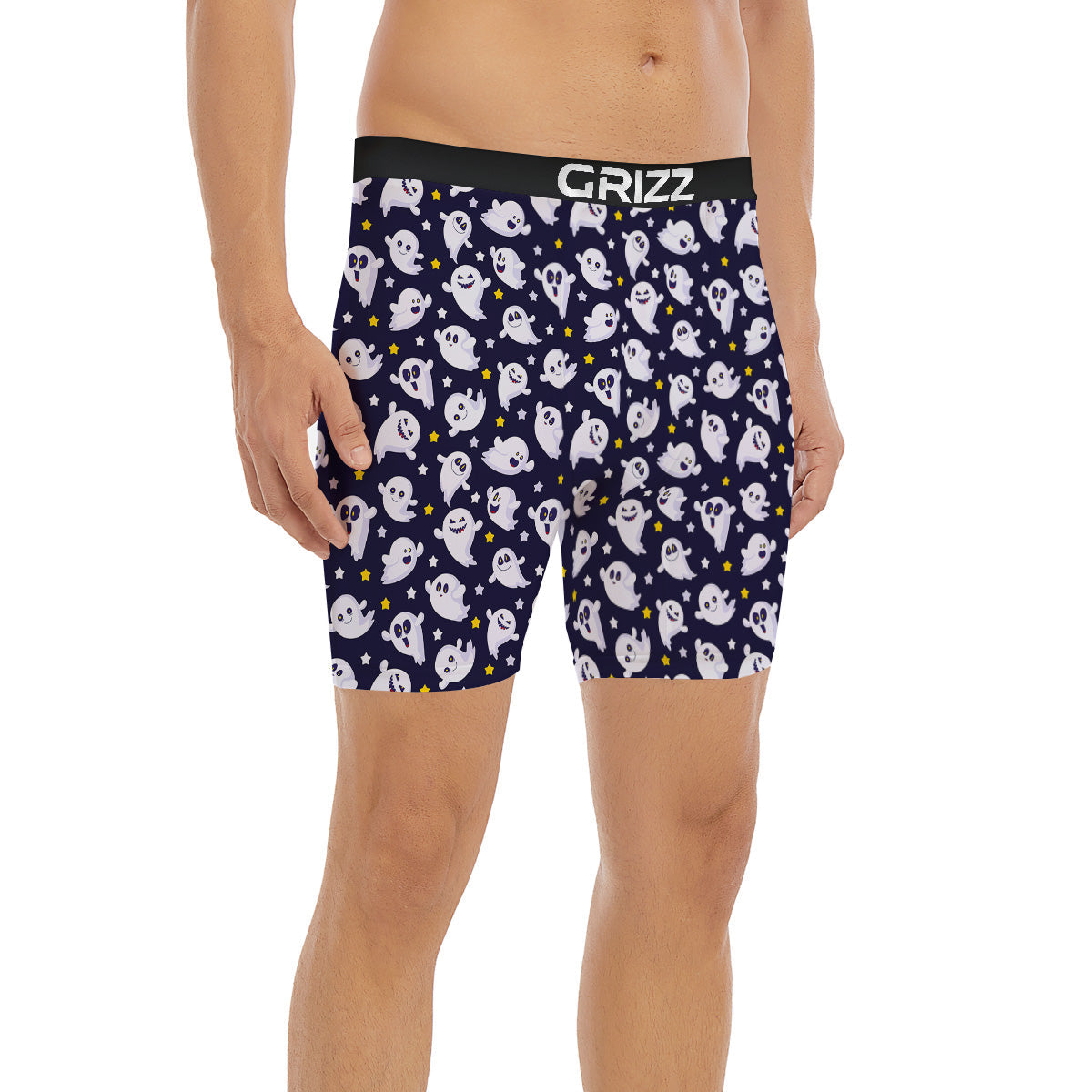 Halloween Cute Ghost Emoji Print Pattern Boxer Briefs-grizzshop