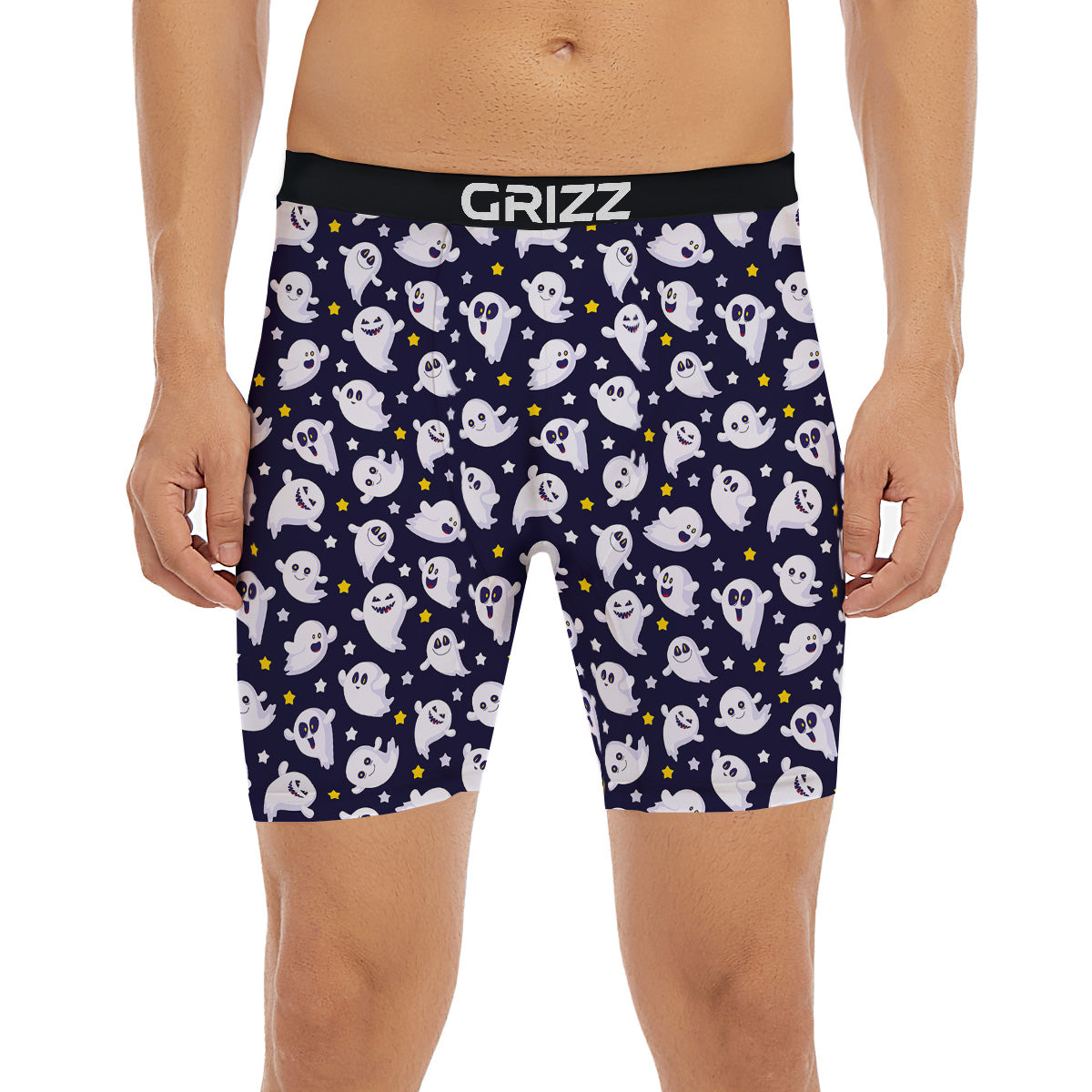 Halloween Cute Ghost Emoji Print Pattern Boxer Briefs-grizzshop