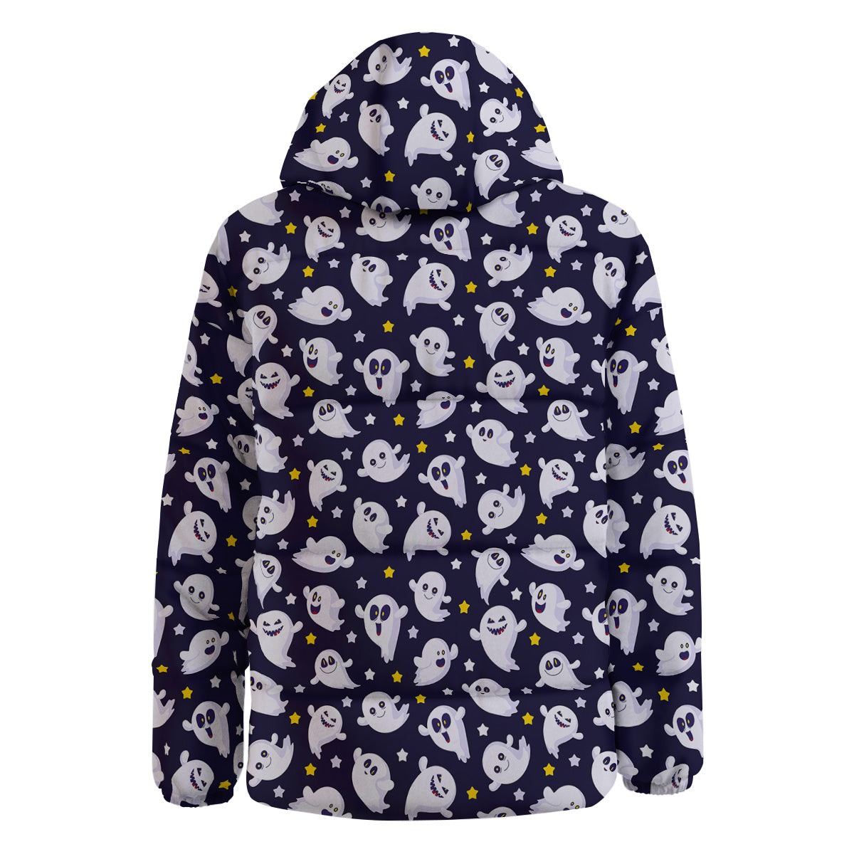 Halloween Cute Ghost Emoji Print Pattern Down Jacket-grizzshop