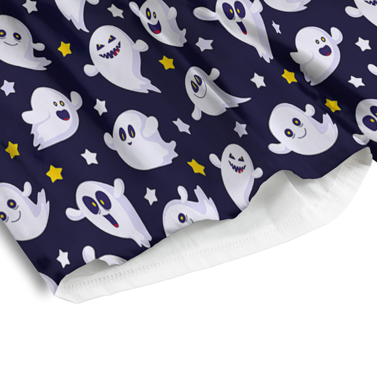 Halloween Cute Ghost Emoji Print Pattern Men's Athletic Shorts