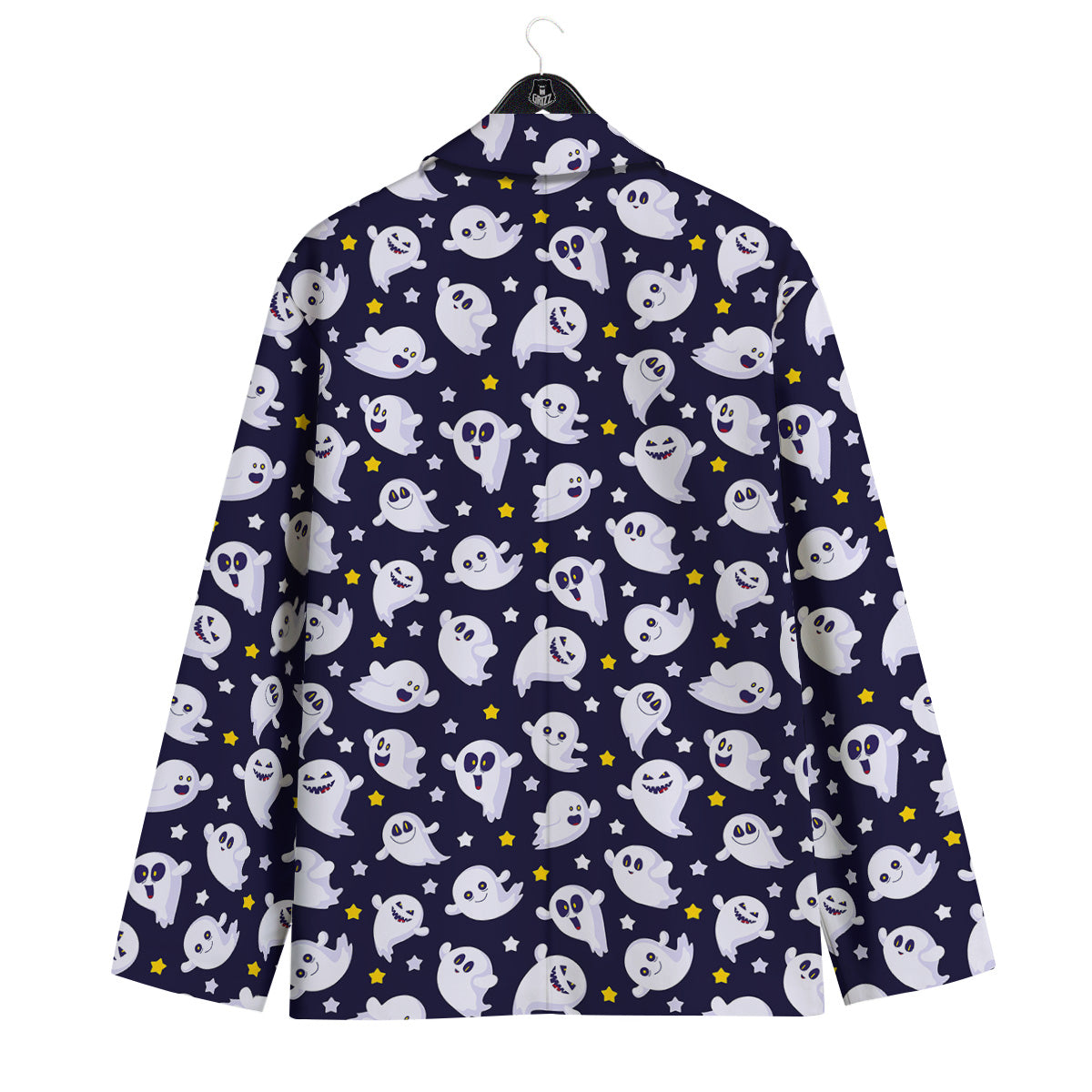 Halloween Cute Ghost Emoji Print Pattern Men's Sport Coat-grizzshop