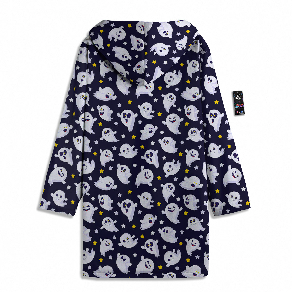 Halloween Cute Ghost Emoji Print Pattern Men's Windbreaker Jacket-grizzshop