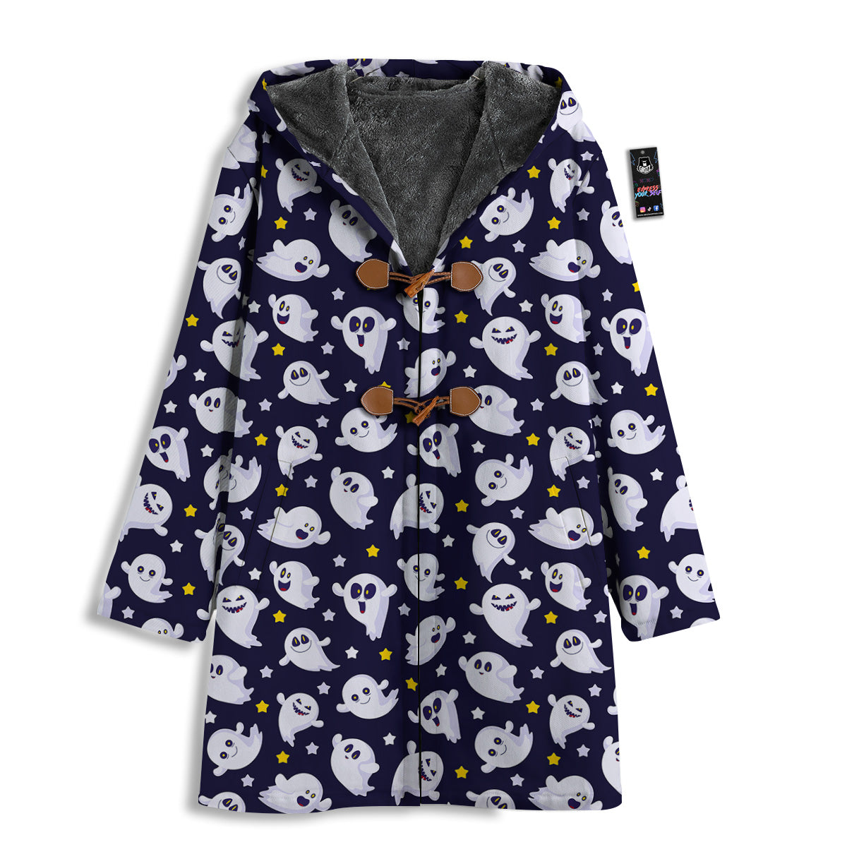 Halloween Cute Ghost Emoji Print Pattern Men's Windbreaker Jacket-grizzshop