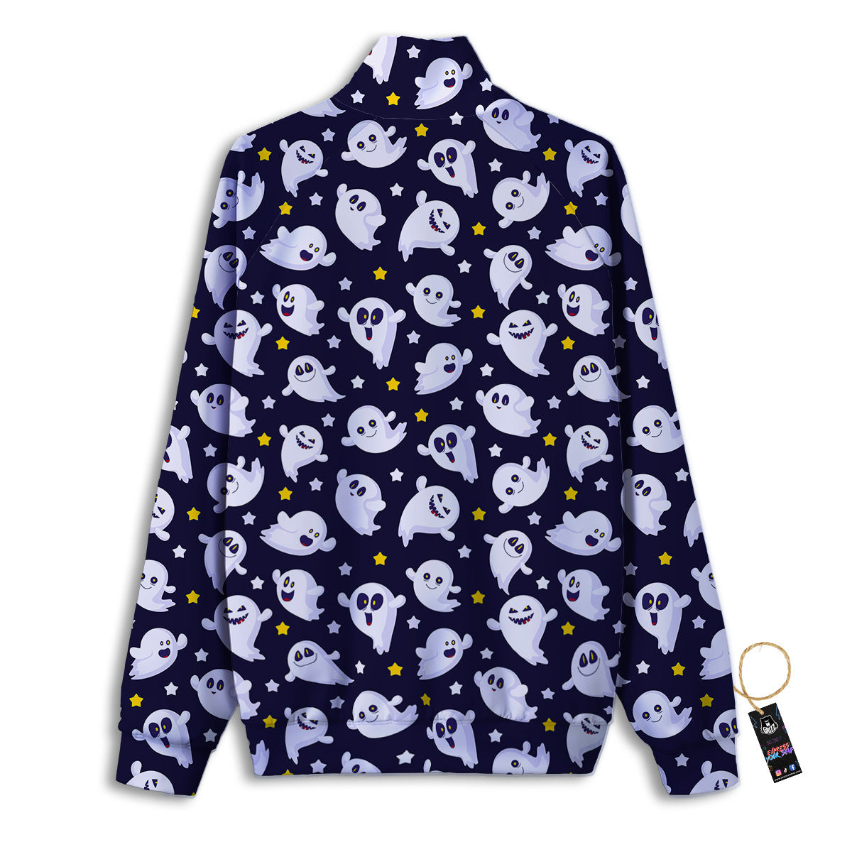 Halloween Cute Ghost Emoji Print Pattern Track Jacket-grizzshop