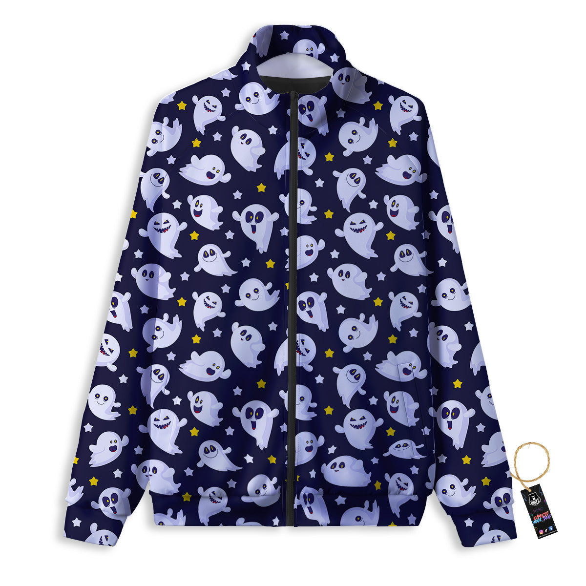 Halloween Cute Ghost Emoji Print Pattern Track Jacket-grizzshop