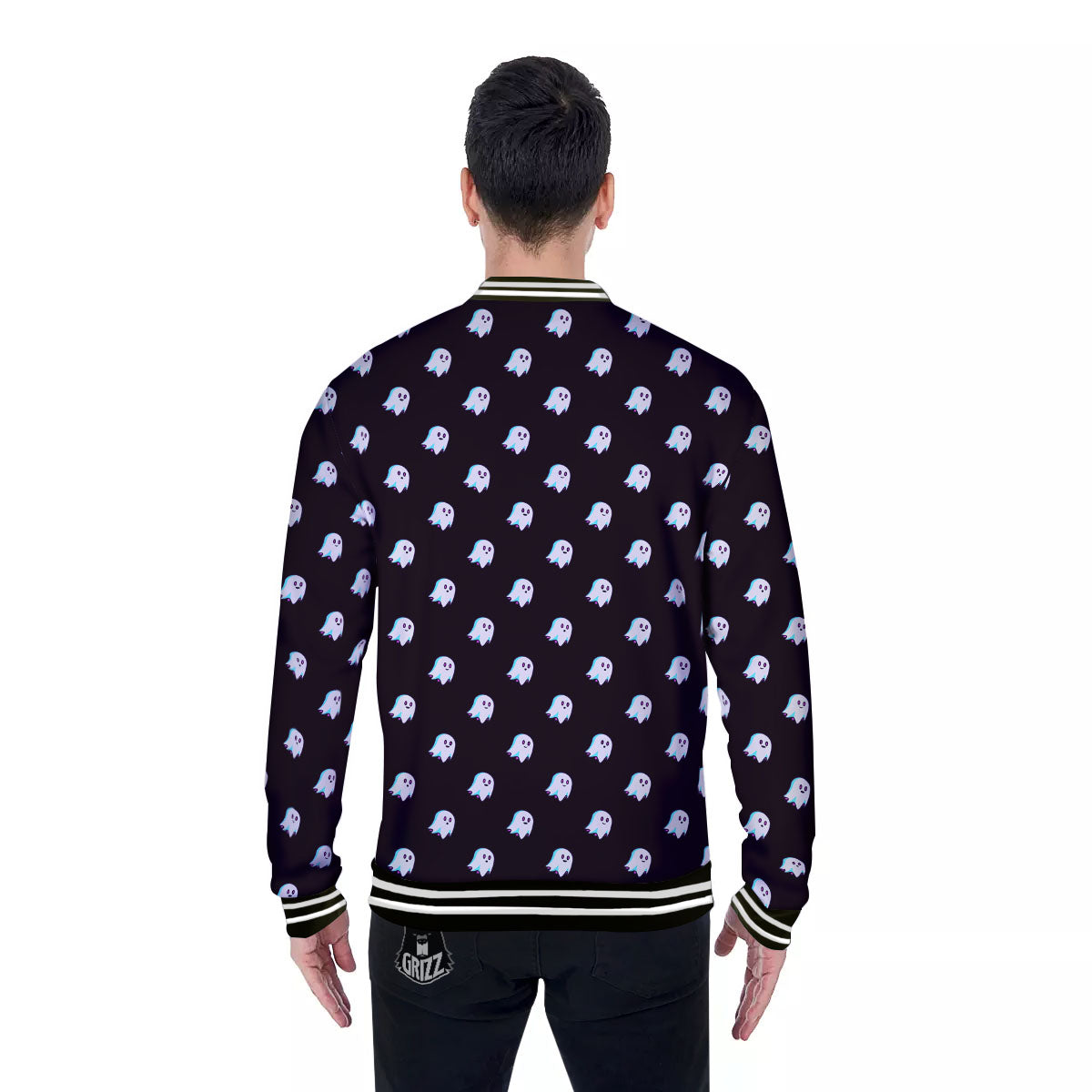Halloween Ghost Little Print Pattern Baseball Jacket-grizzshop