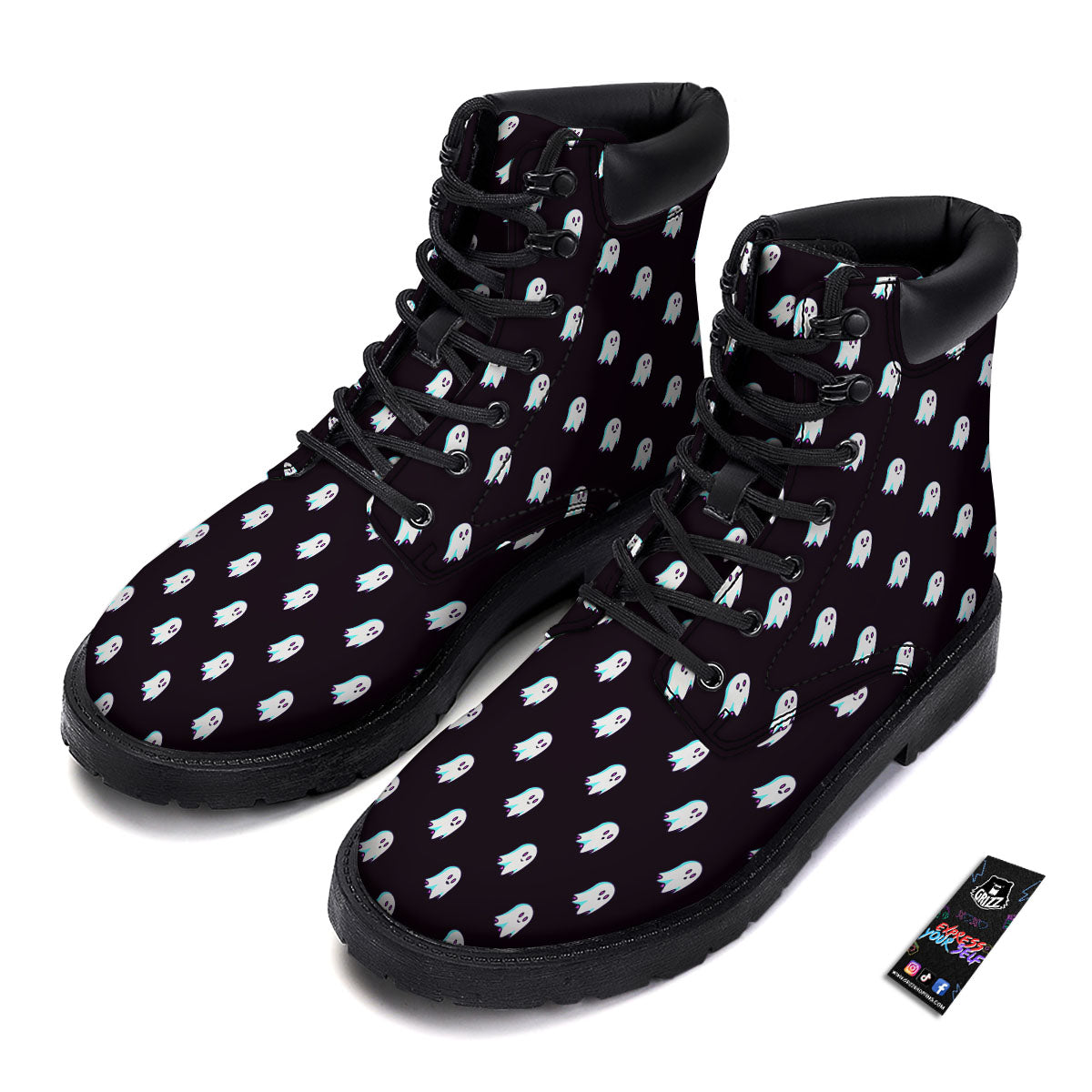 Halloween Ghost Little Print Pattern Boots-grizzshop