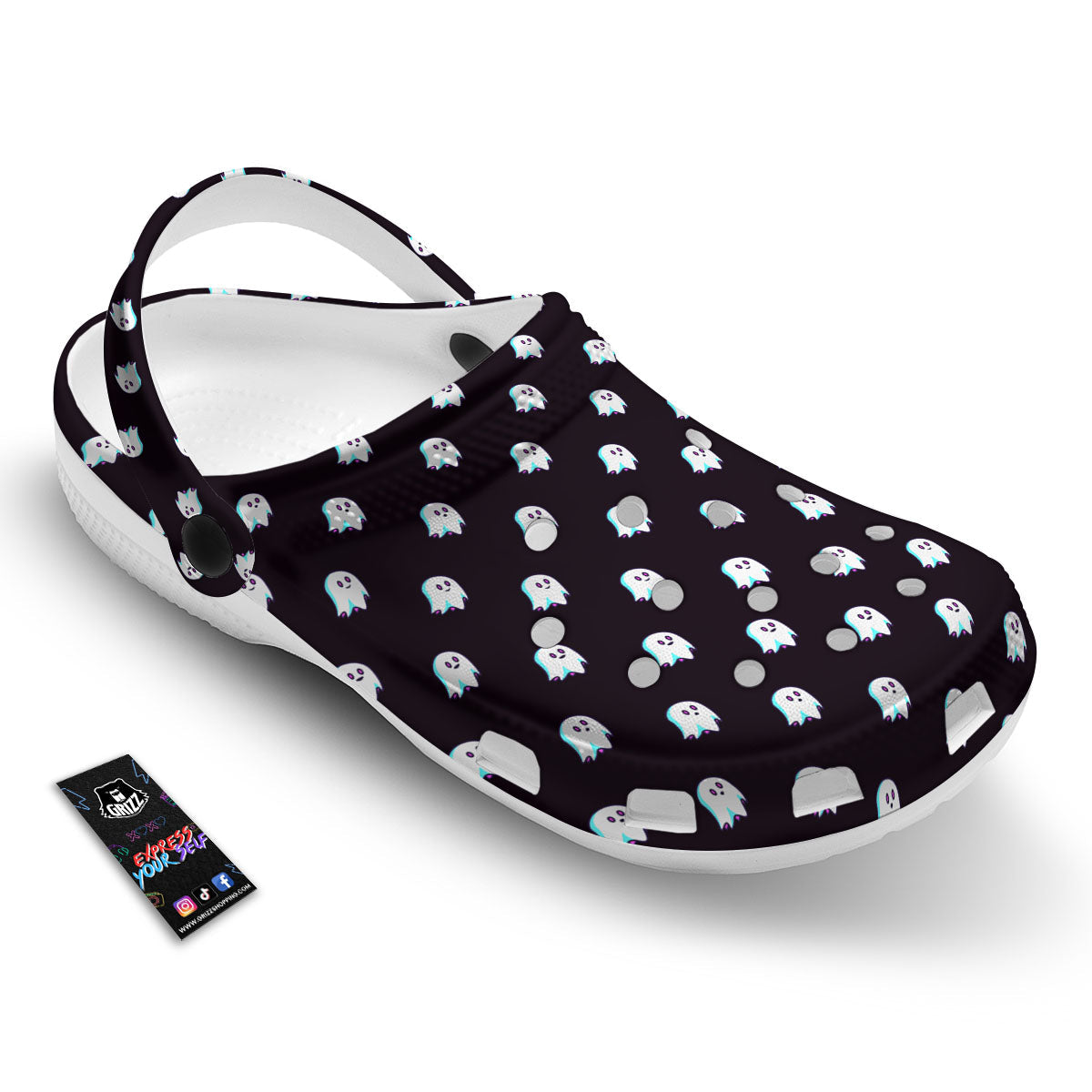 Halloween Ghost Little Print Pattern Clog-grizzshop