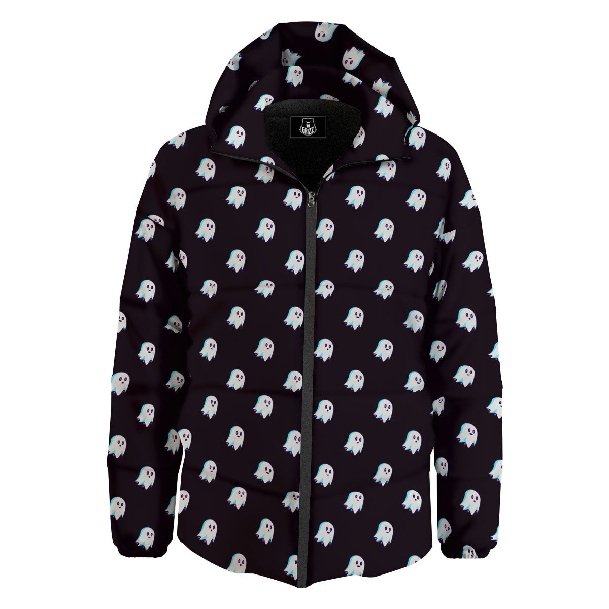 Halloween Ghost Little Print Pattern Down Jacket-grizzshop
