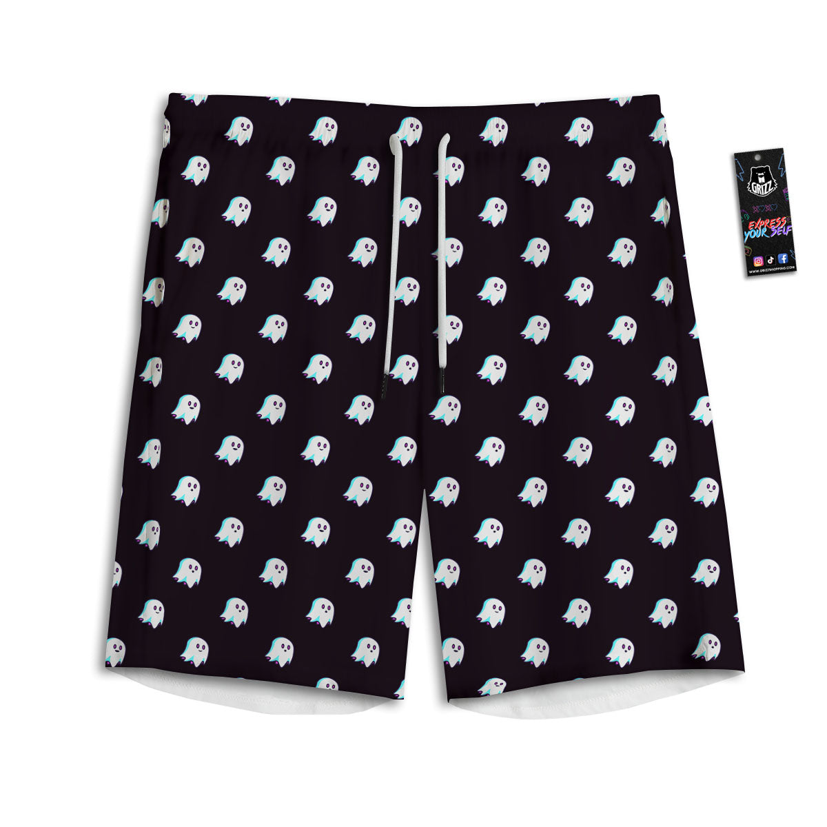 Halloween Ghost Little Print Pattern Men's Athletic Shorts