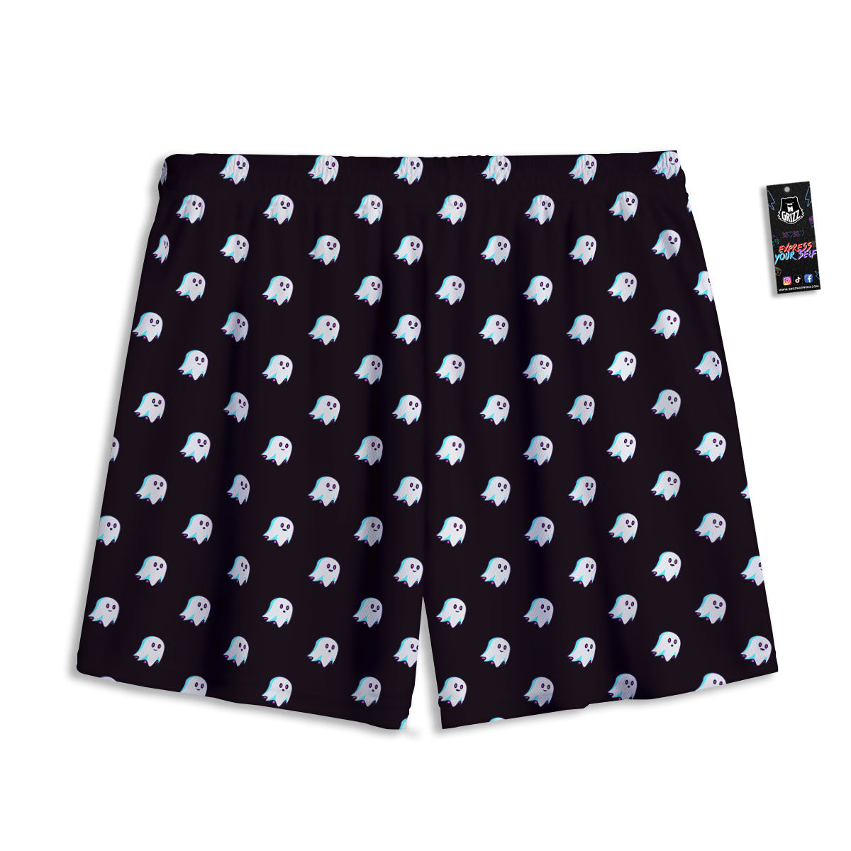 Halloween Ghost Little Print Pattern Mesh Shorts