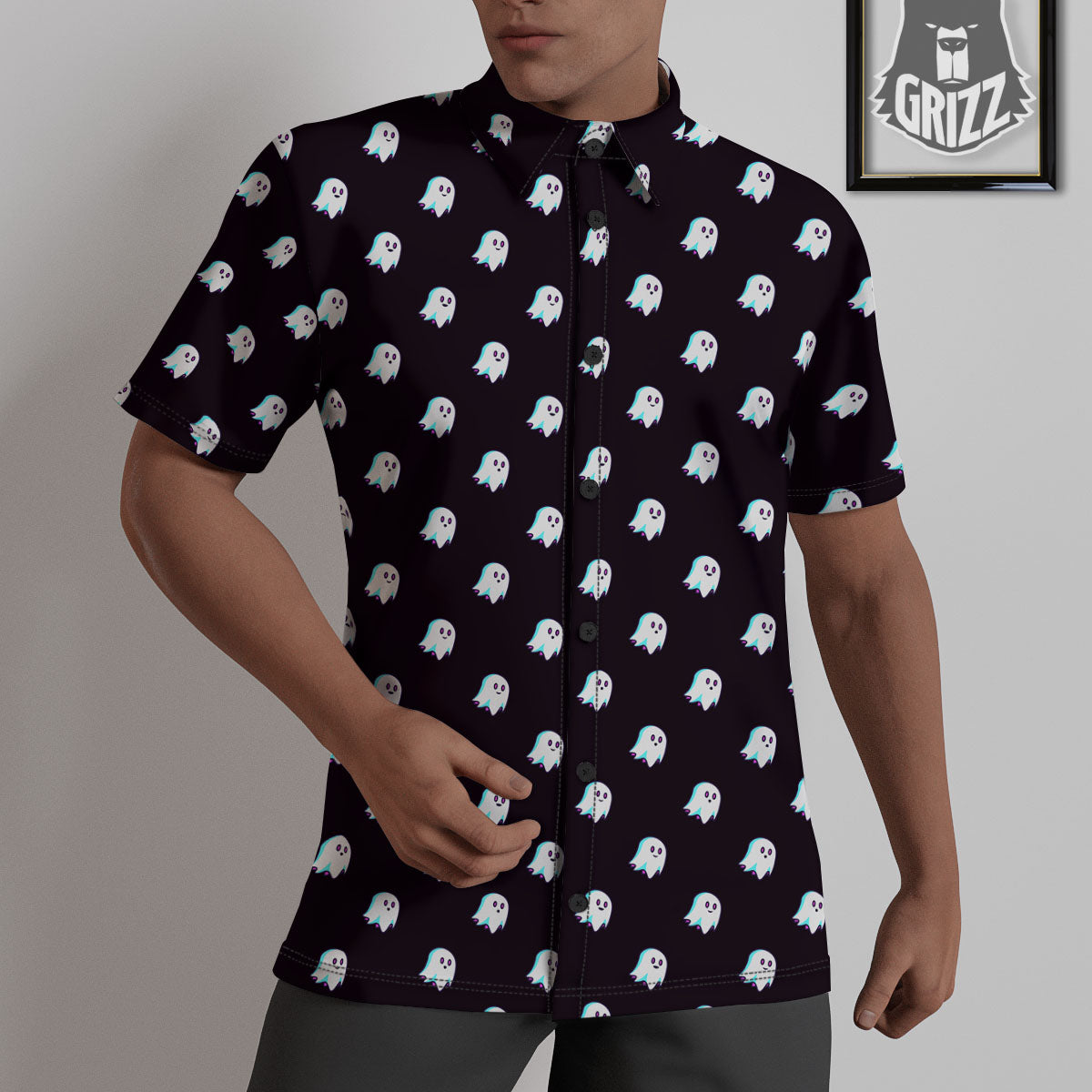 Halloween Ghost Little Print Pattern Untucked Shirts-grizzshop