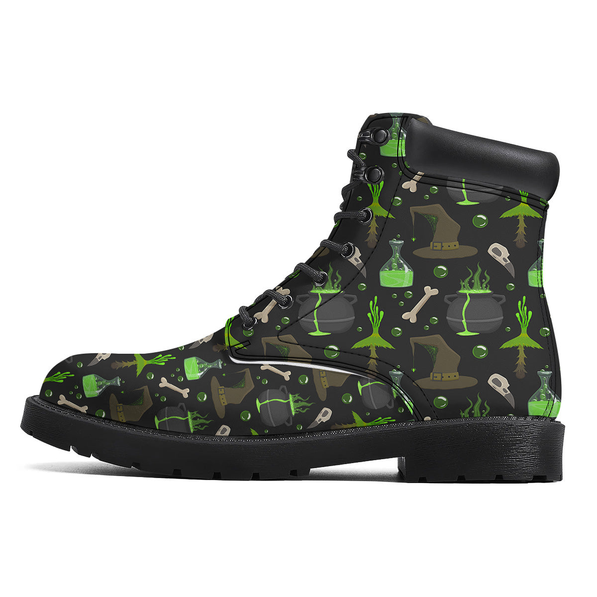 Halloween Green Poison Witch Print Pattern Boots-grizzshop