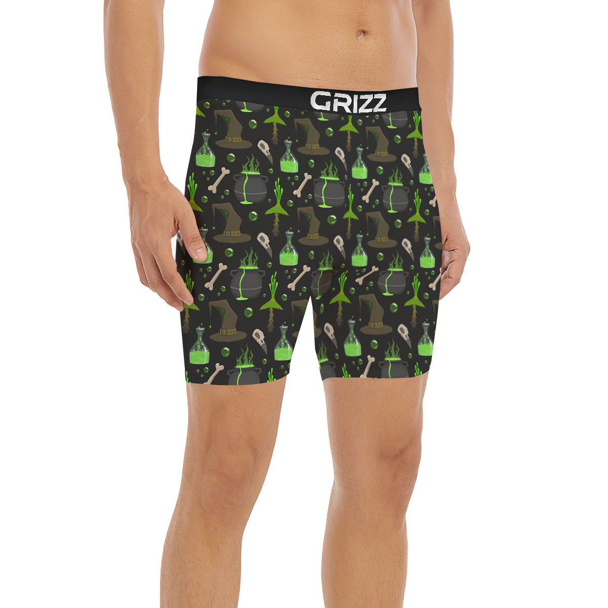 Halloween Green Poison Witch Print Pattern Boxer Briefs-grizzshop