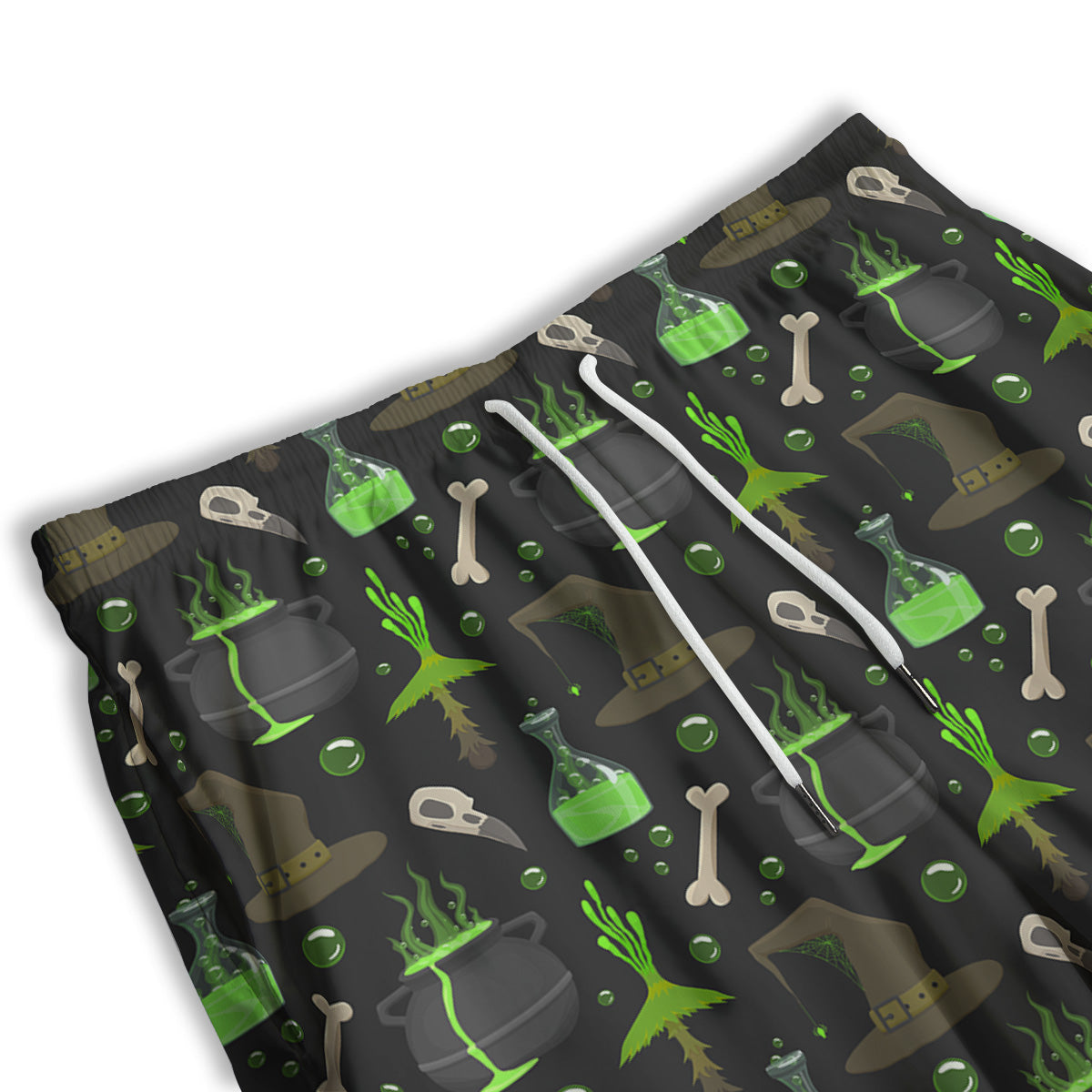 Halloween Green Poison Witch Print Pattern Men's Athletic Shorts