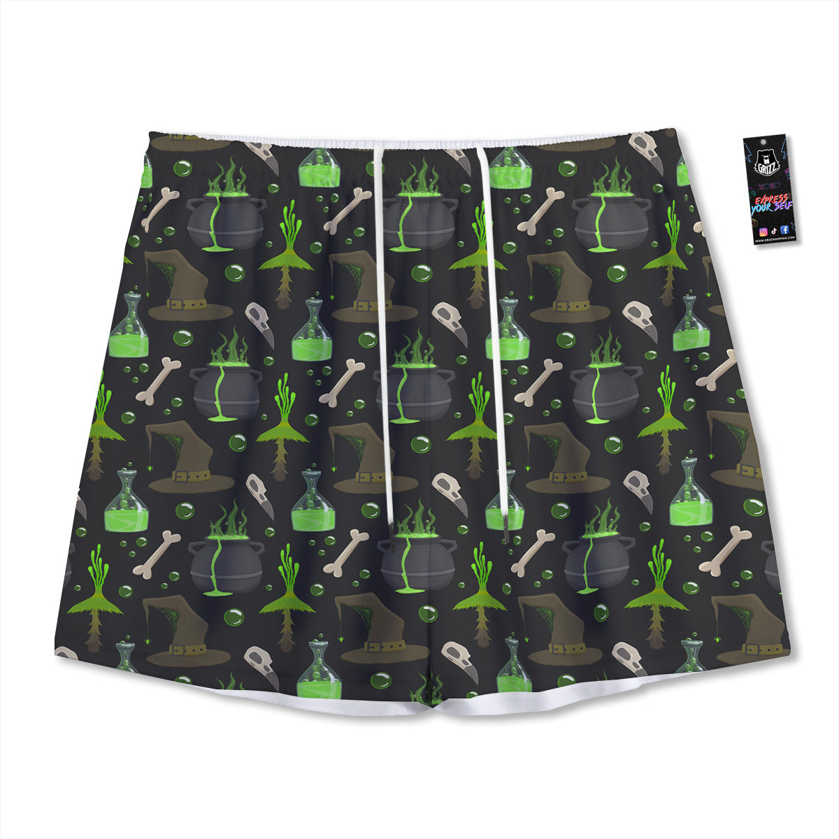 Lotus Leaf And Flower On The Water Print Pattern Mesh Shorts