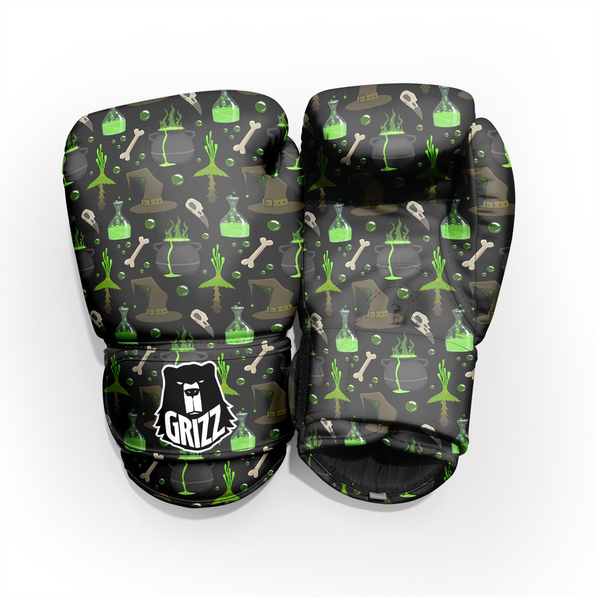 Halloween Green Poison Witch Print Pattern Pro Boxing Glove