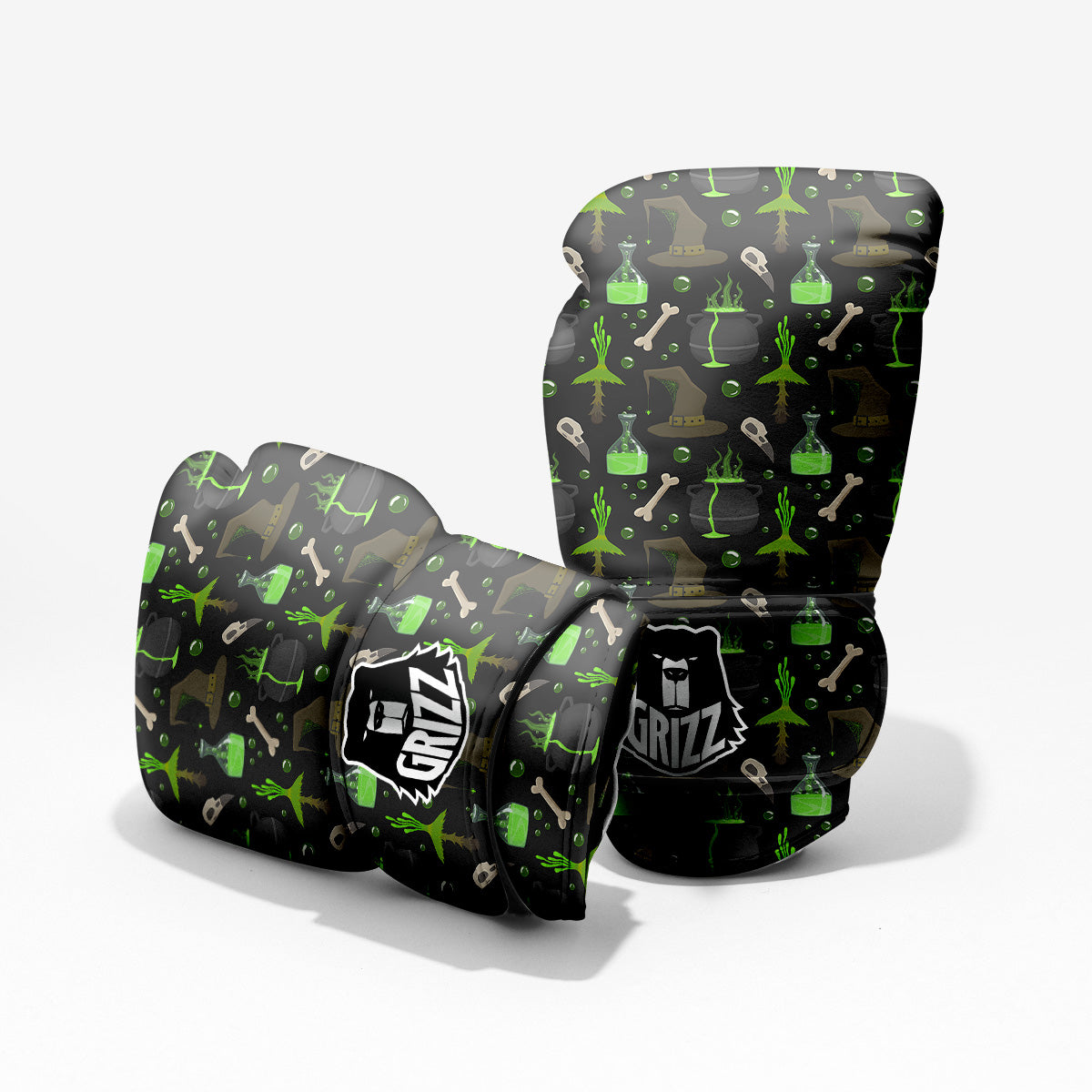 Halloween Green Poison Witch Print Pattern Pro Boxing Glove