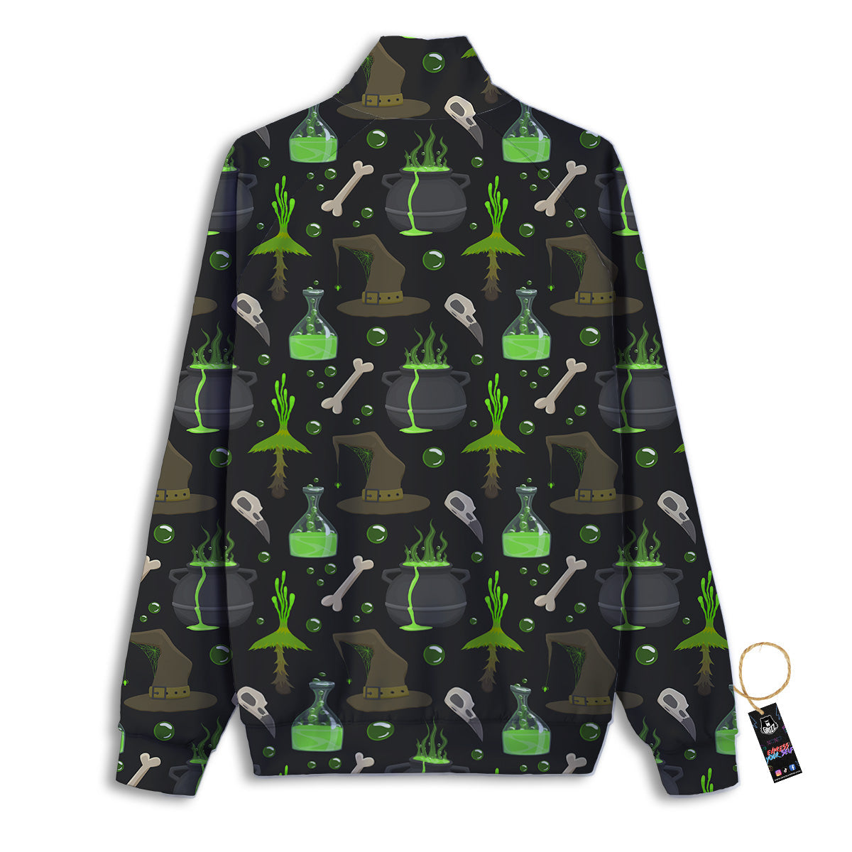 Halloween Green Poison Witch Print Pattern Track Jacket-grizzshop