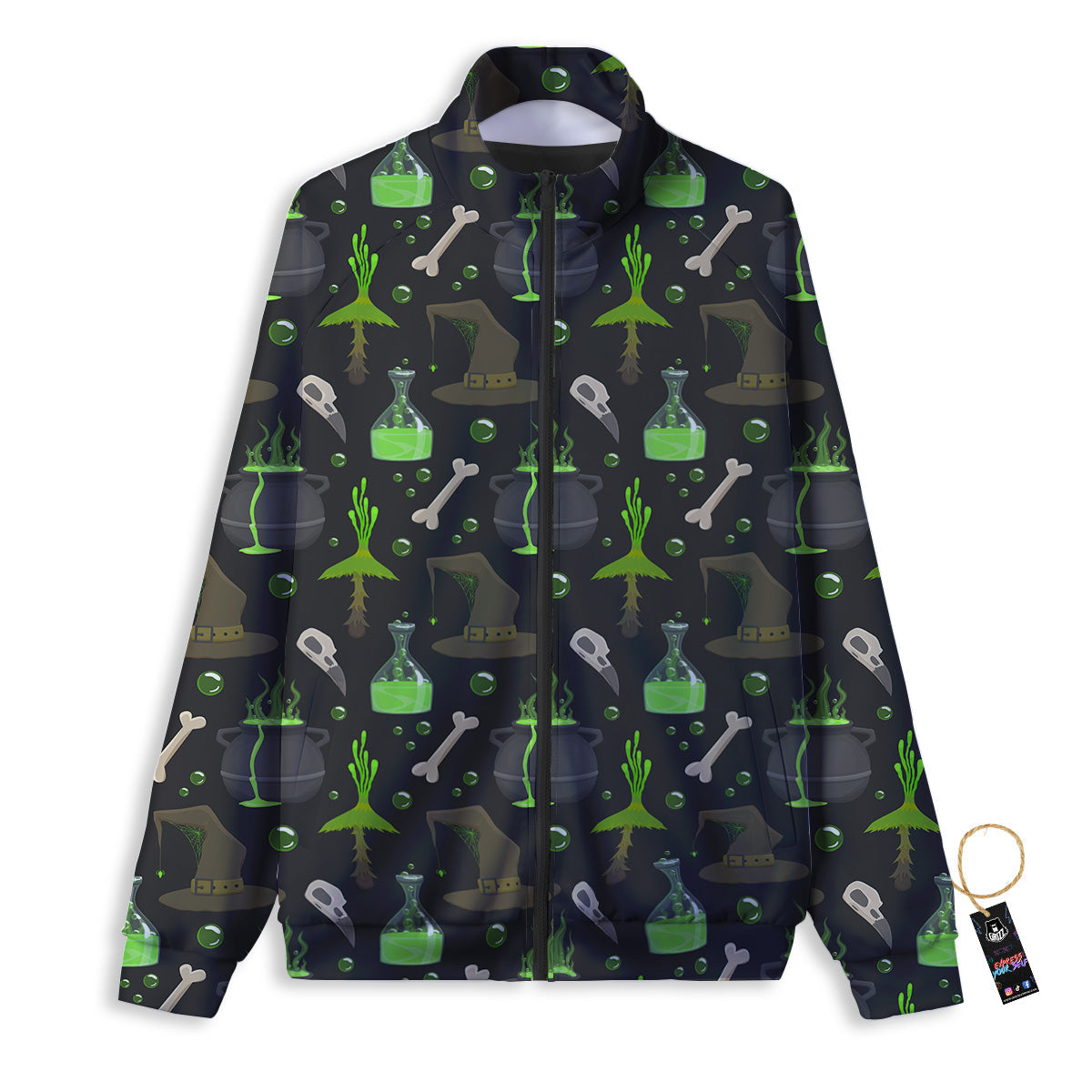 Halloween Green Poison Witch Print Pattern Track Jacket-grizzshop