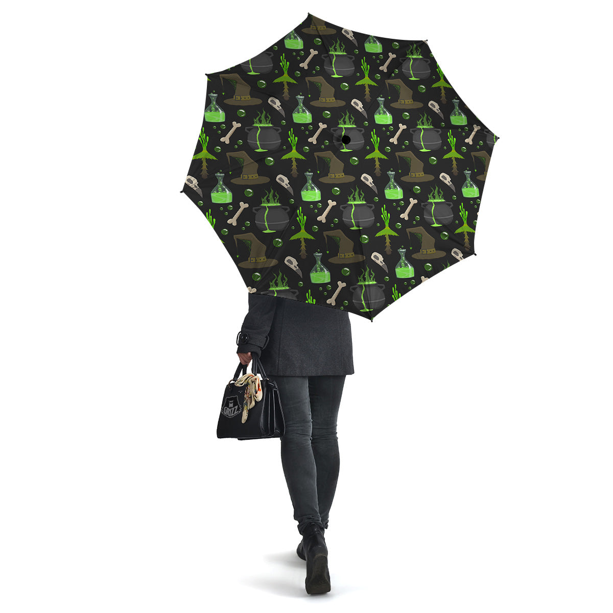 Halloween Green Poison Witch Print Pattern Umbrella-grizzshop