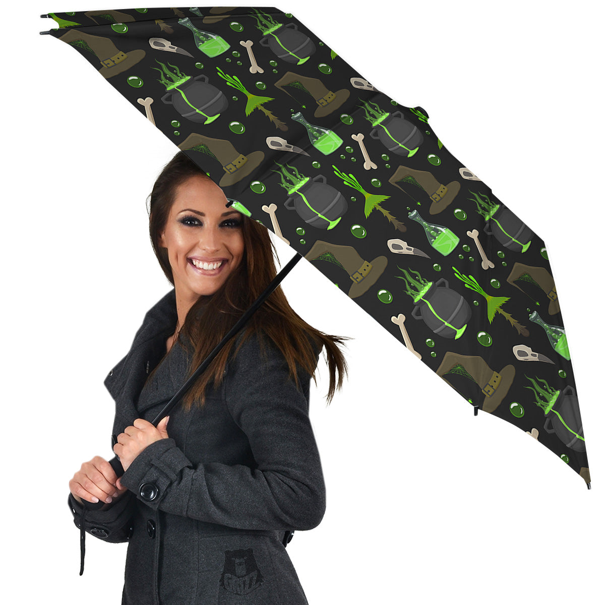 Halloween Green Poison Witch Print Pattern Umbrella-grizzshop
