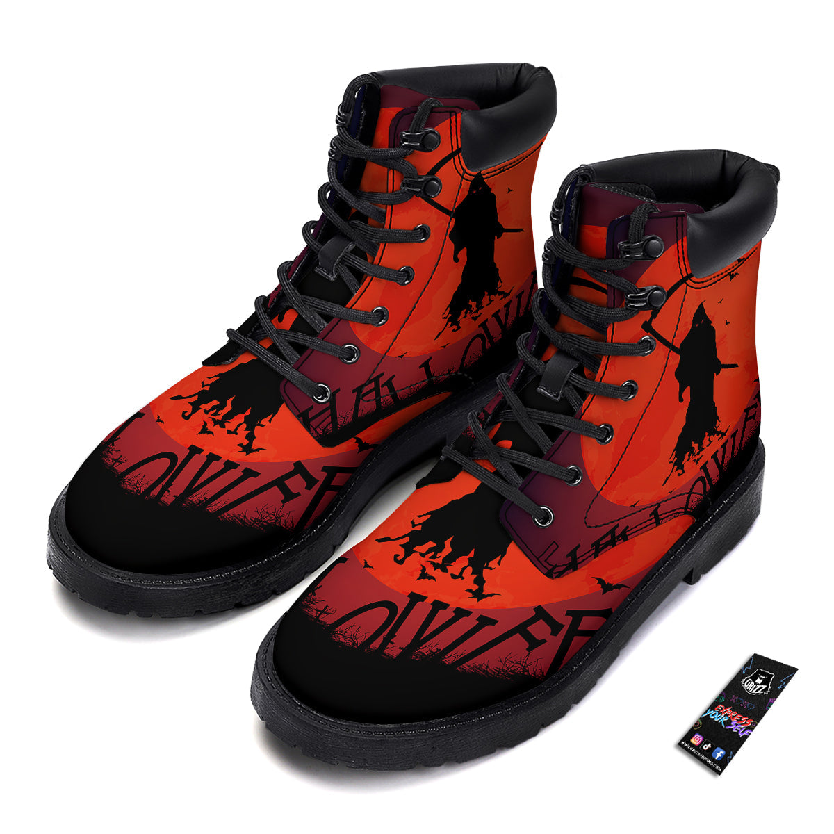 Halloween Grim Reaper Print Boots-grizzshop