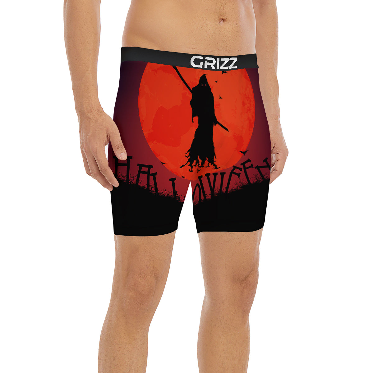 Halloween Grim Reaper Print Boxer Briefs-grizzshop